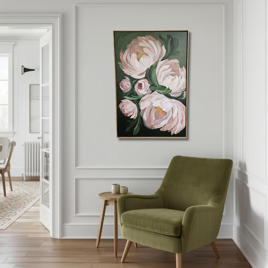 "New Chapter" 4_ Peony Flower _ Original Floral Painting – Zoe White Art