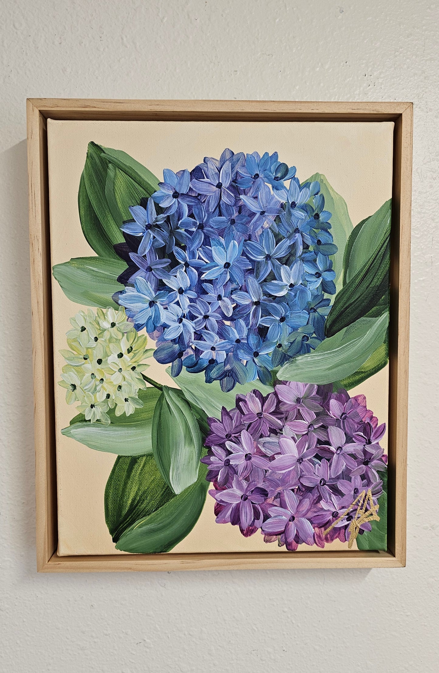 "Legacy" 4 Hydrangeas Flower Painting by Zoe White _ Acrylic on canvas