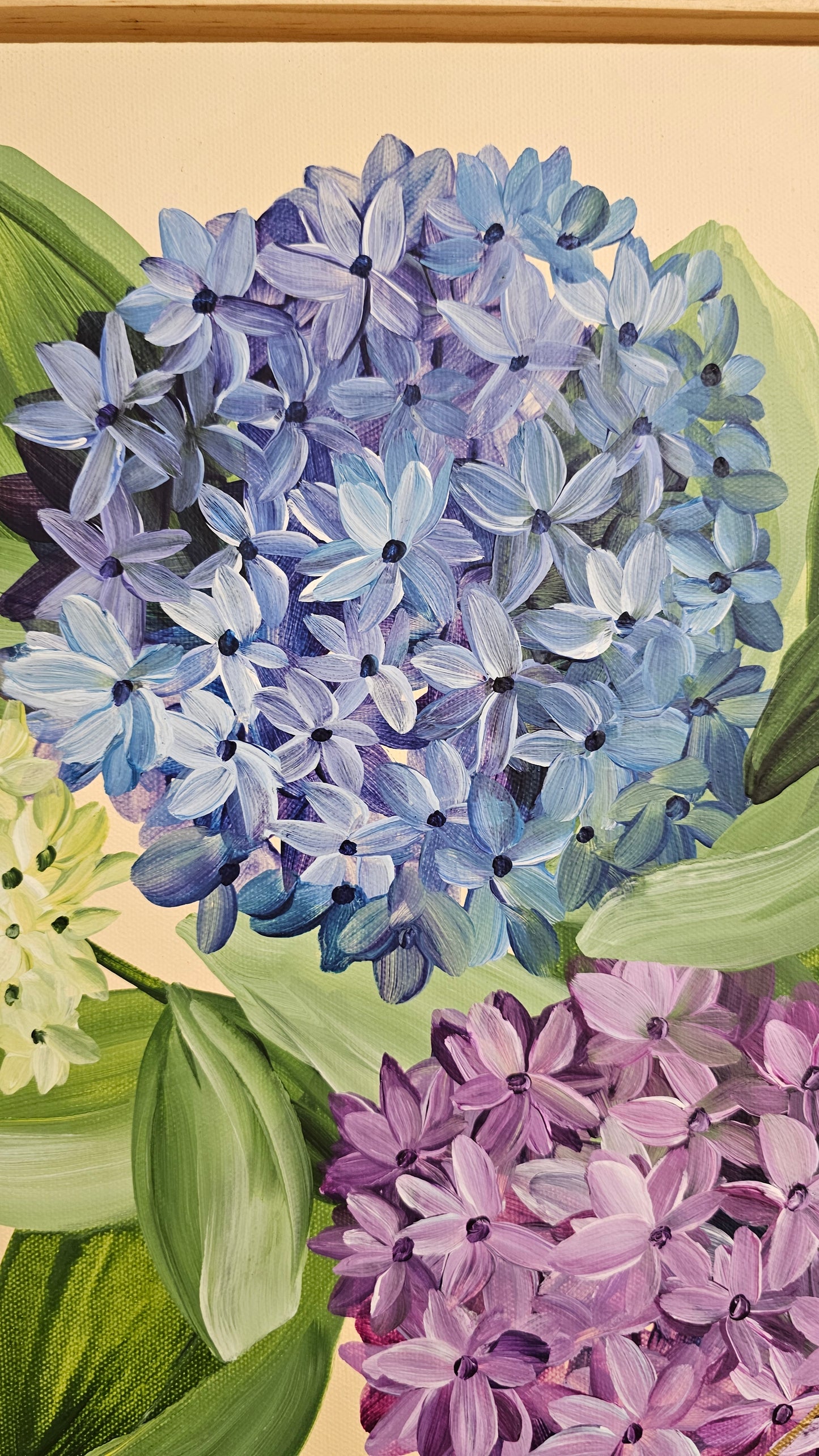 "Legacy" 4 Hydrangeas Flower Painting by Zoe White _ Acrylic on canvas