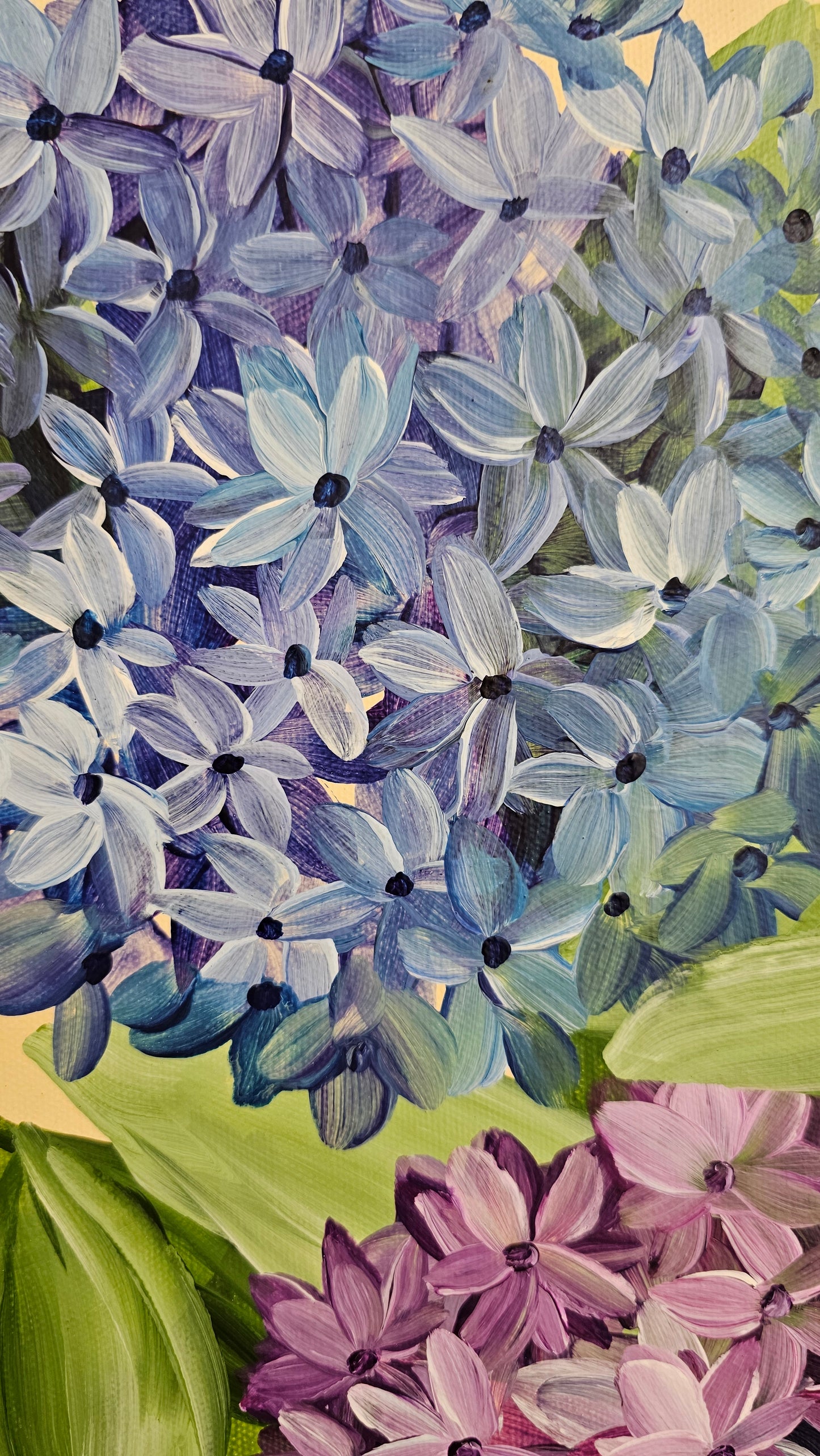 "Legacy" 4 Hydrangeas Flower Painting by Zoe White _ Acrylic on canvas