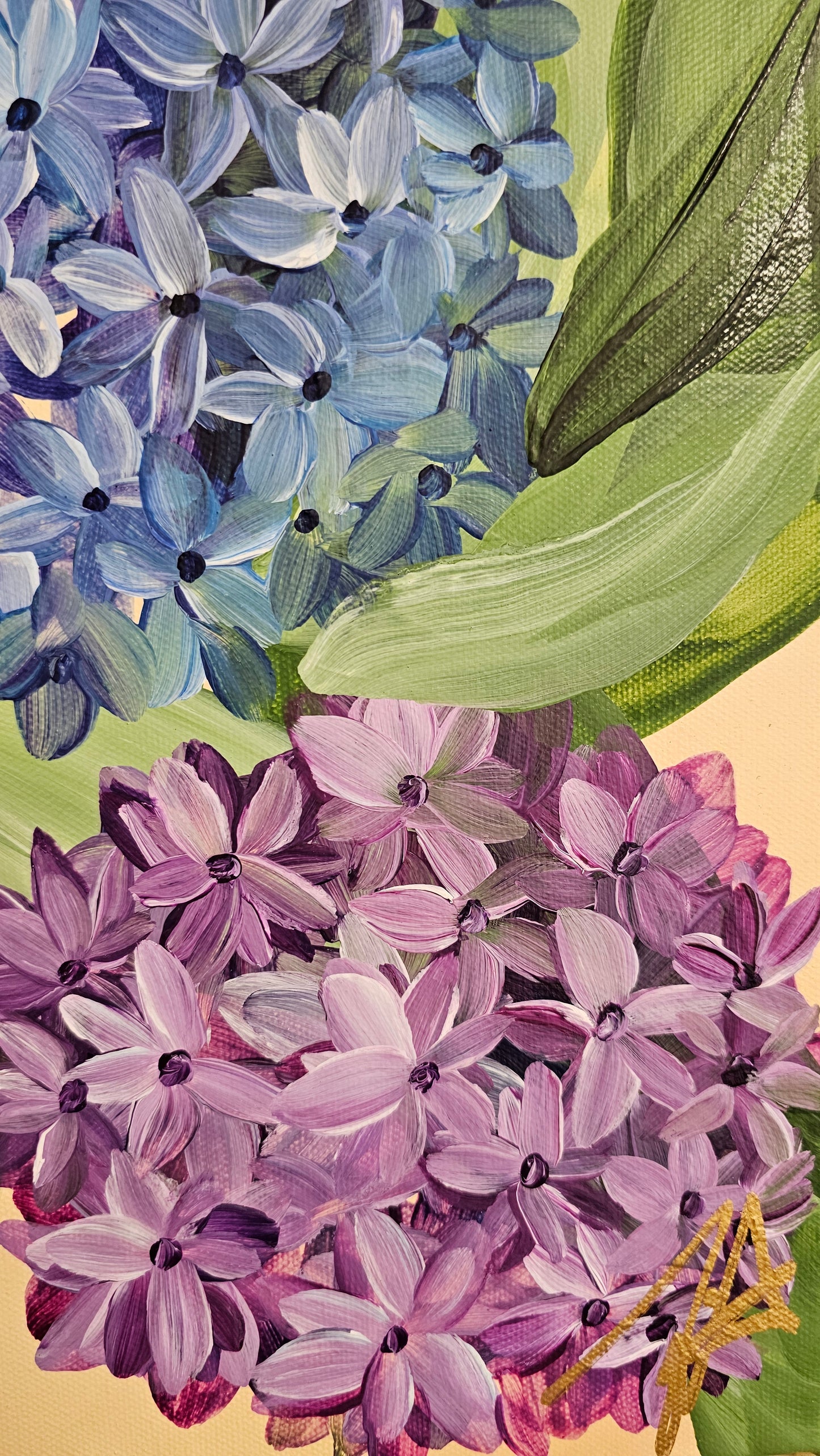 "Legacy" 4 Hydrangeas Flower Painting by Zoe White _ Acrylic on canvas