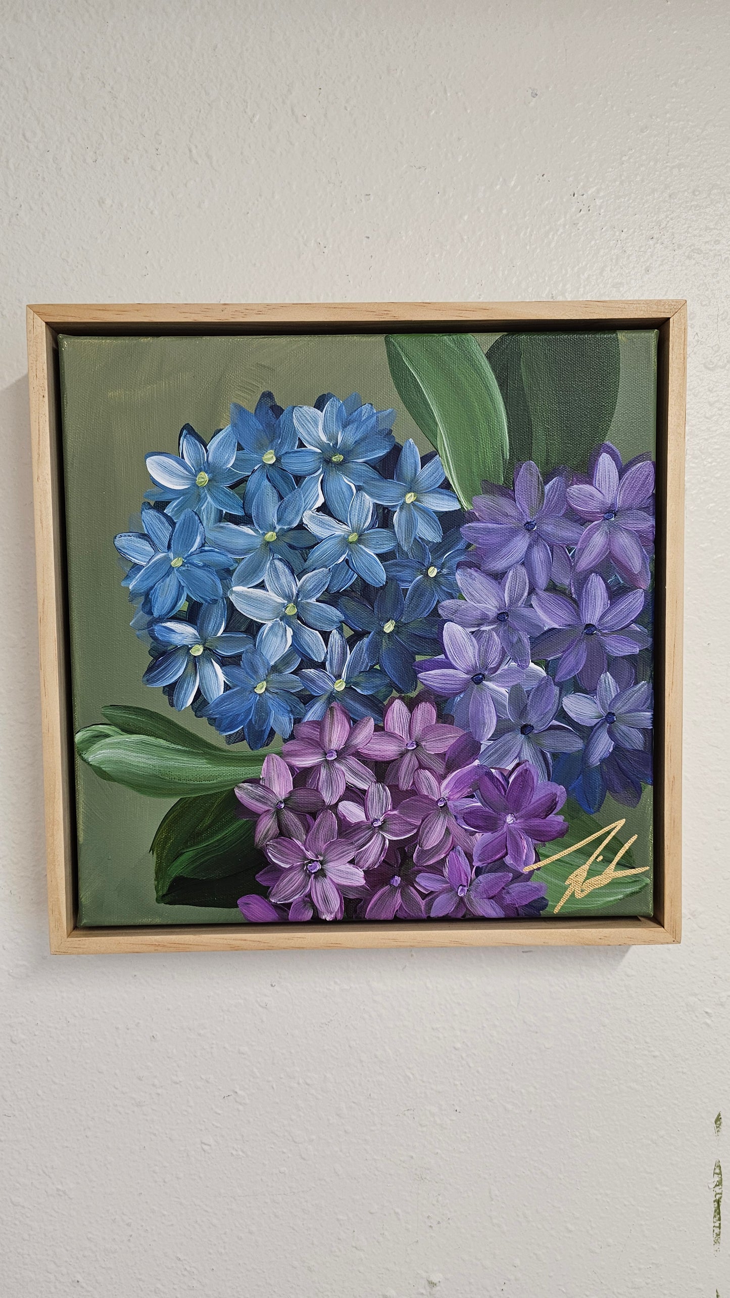 "Legacy" 5_ 12x12 hydrangeas Flower Painting by Zoe White _ Acrylic on canvas