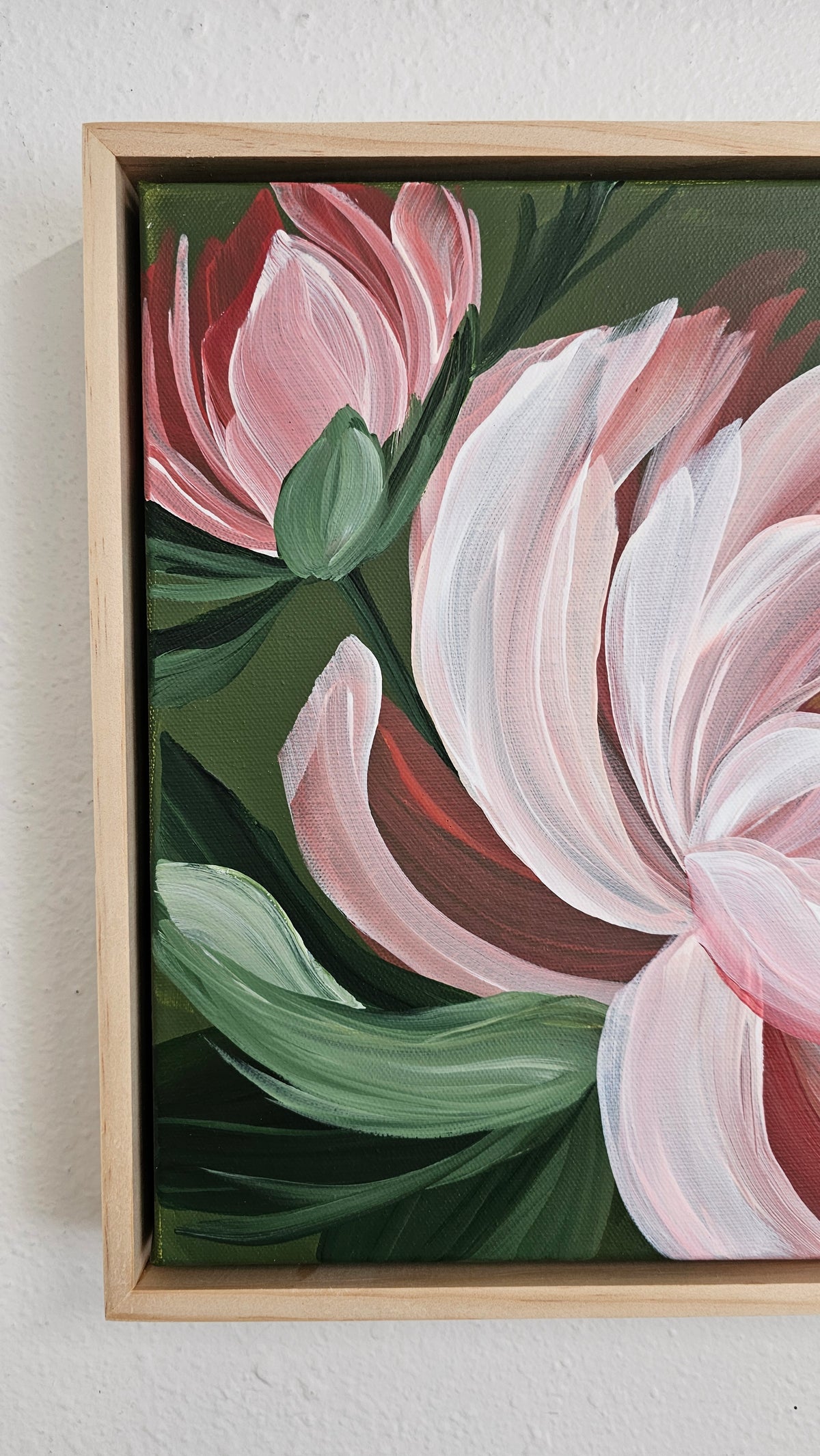 "New Chapter" 1 _ 12x12 Peony Flower Painting by Zoe White _ Acrylic on canvas