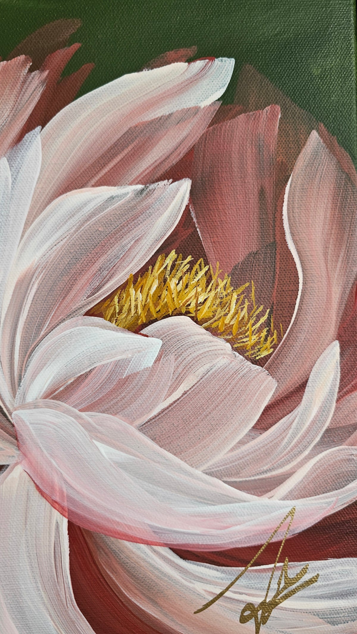 "New Chapter" 1 _ 12x12 Peony Flower Painting by Zoe White _ Acrylic on canvas
