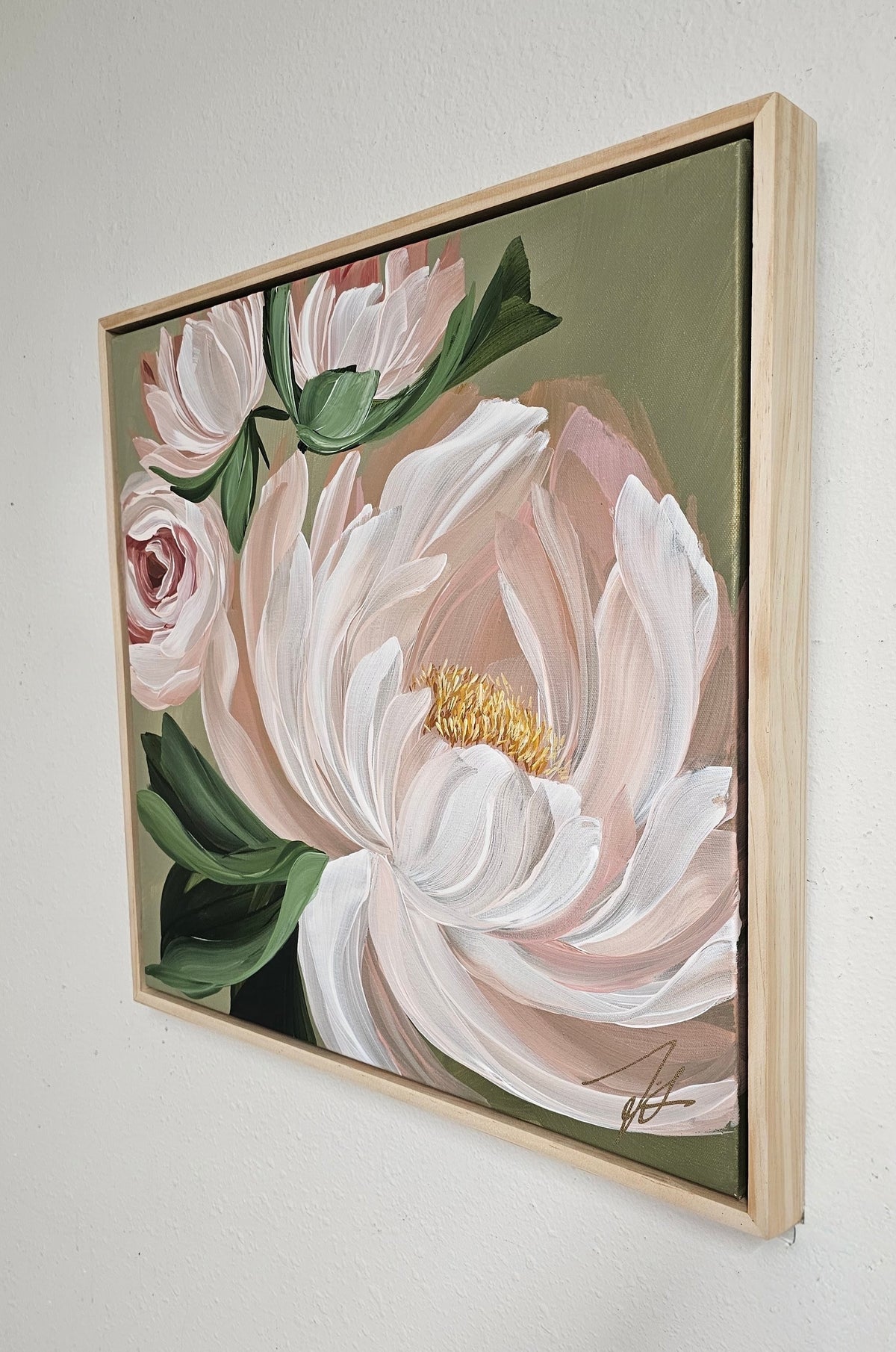 "New Chapter" #2 Peony Flower Painting by Zoe White _ Acrylic on canvas