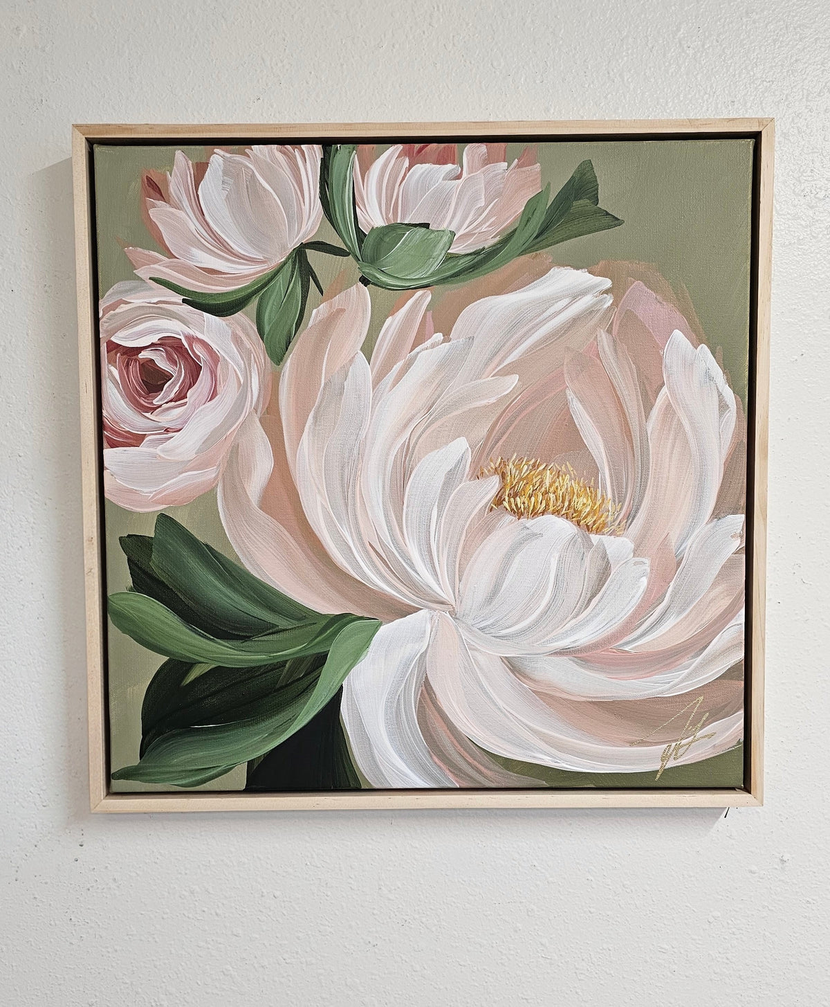 "New Chapter" #2 Peony Flower Painting by Zoe White _ Acrylic on canvas