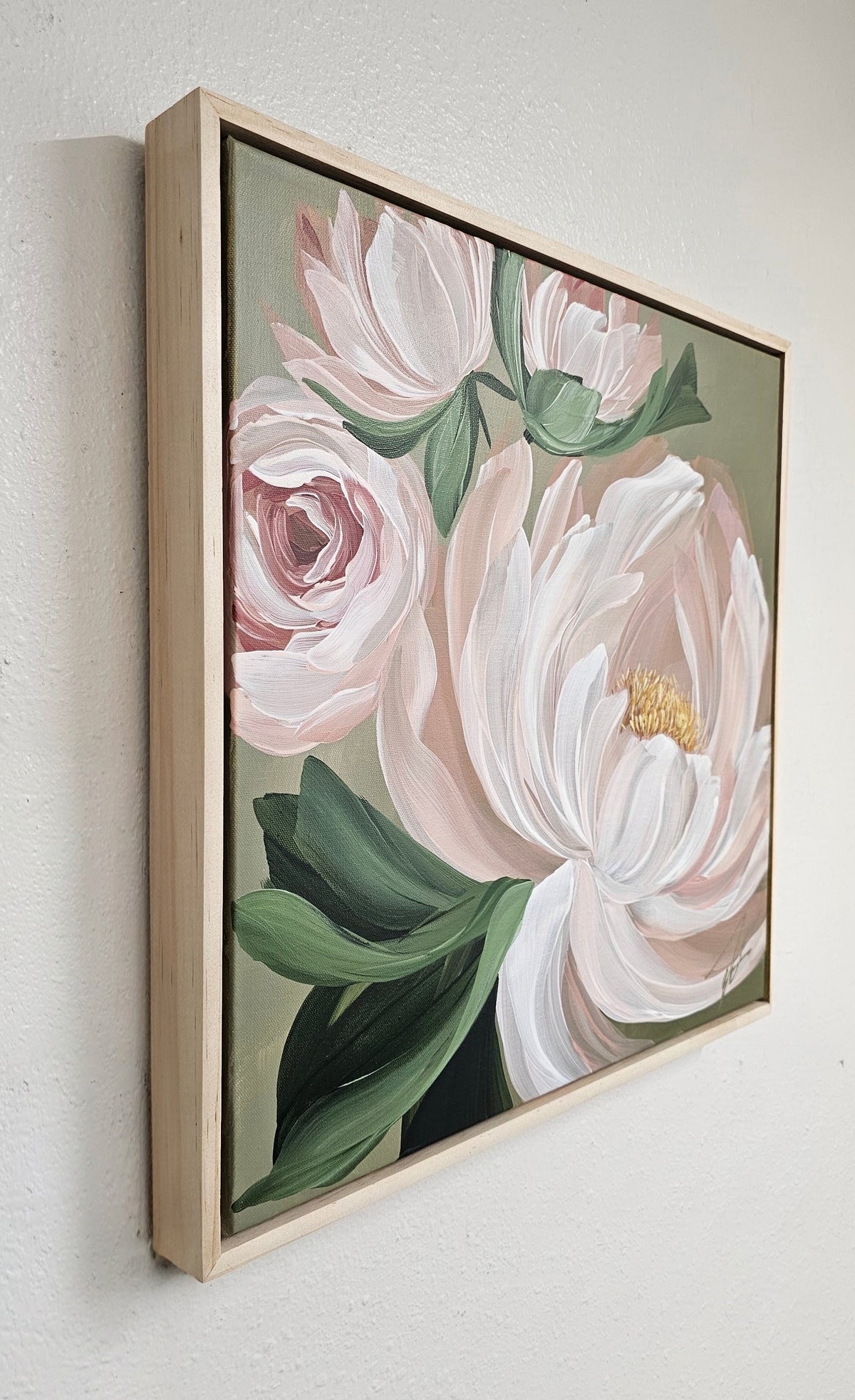"New Chapter" #2 Peony Flower Painting by Zoe White _ Acrylic on canvas