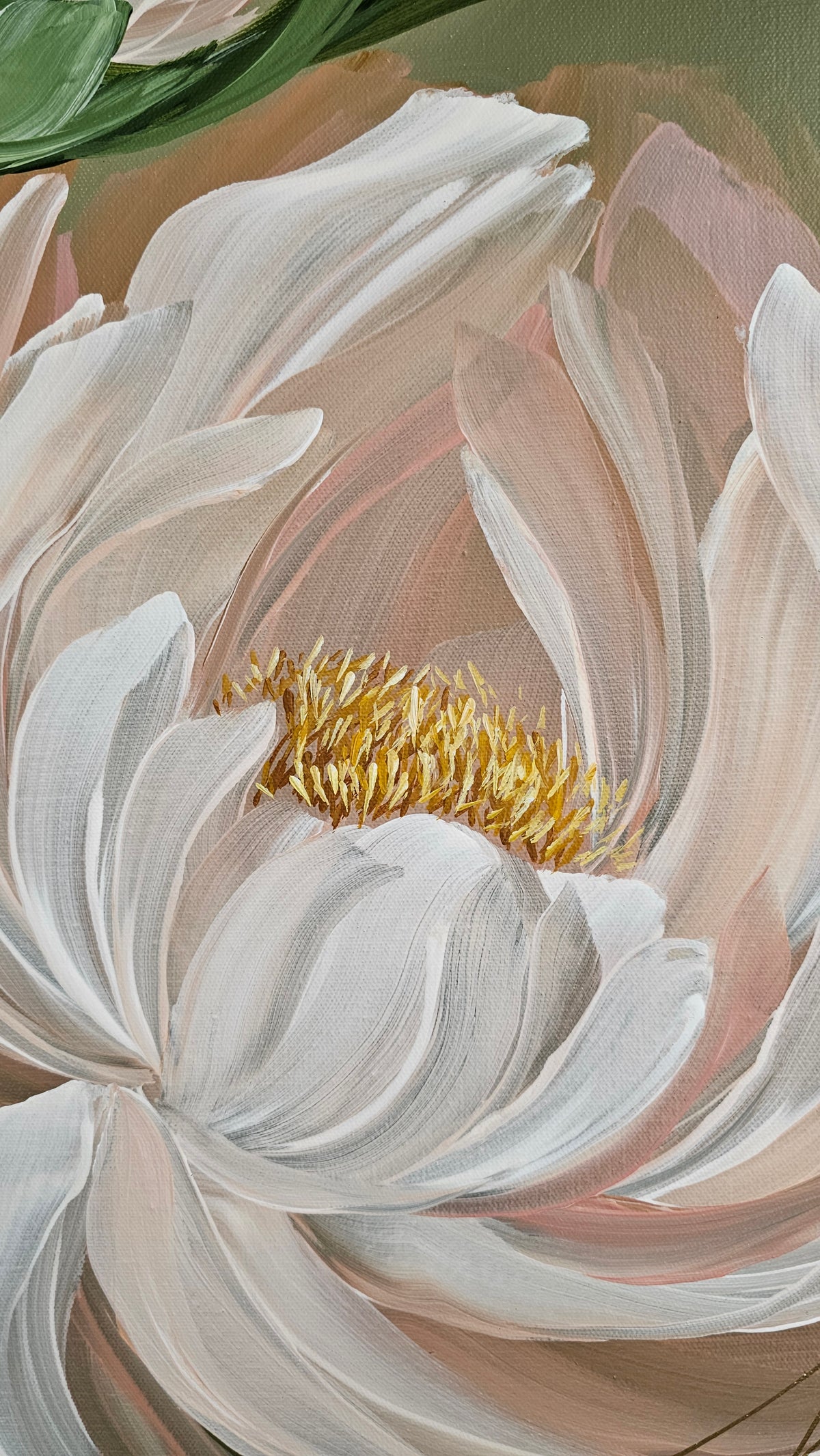 "New Chapter" #2 Peony Flower Painting by Zoe White _ Acrylic on canvas