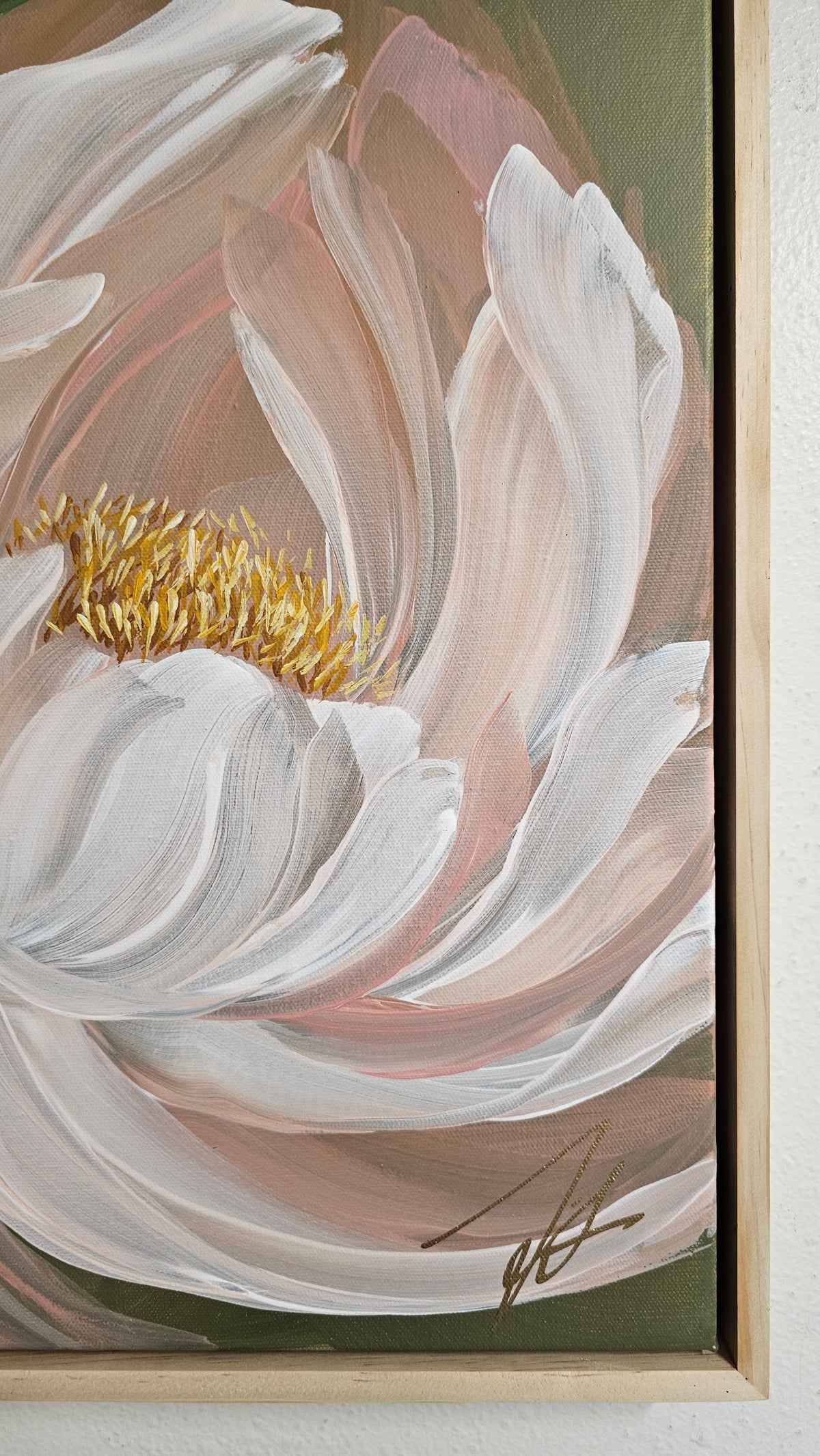 "New Chapter" #2 Peony Flower Painting by Zoe White _ Acrylic on canvas