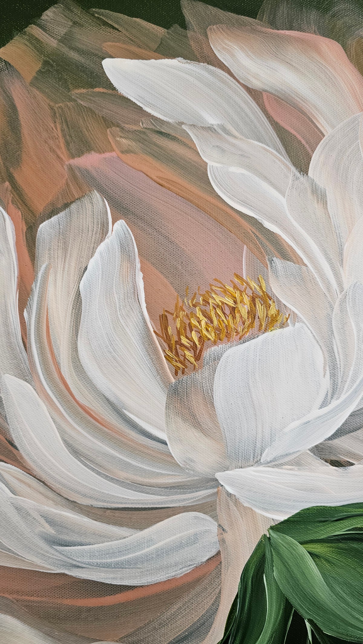 "New Chapter" 3_  24x36 Peony Flower _ Original Floral Painting – Zoe White Art