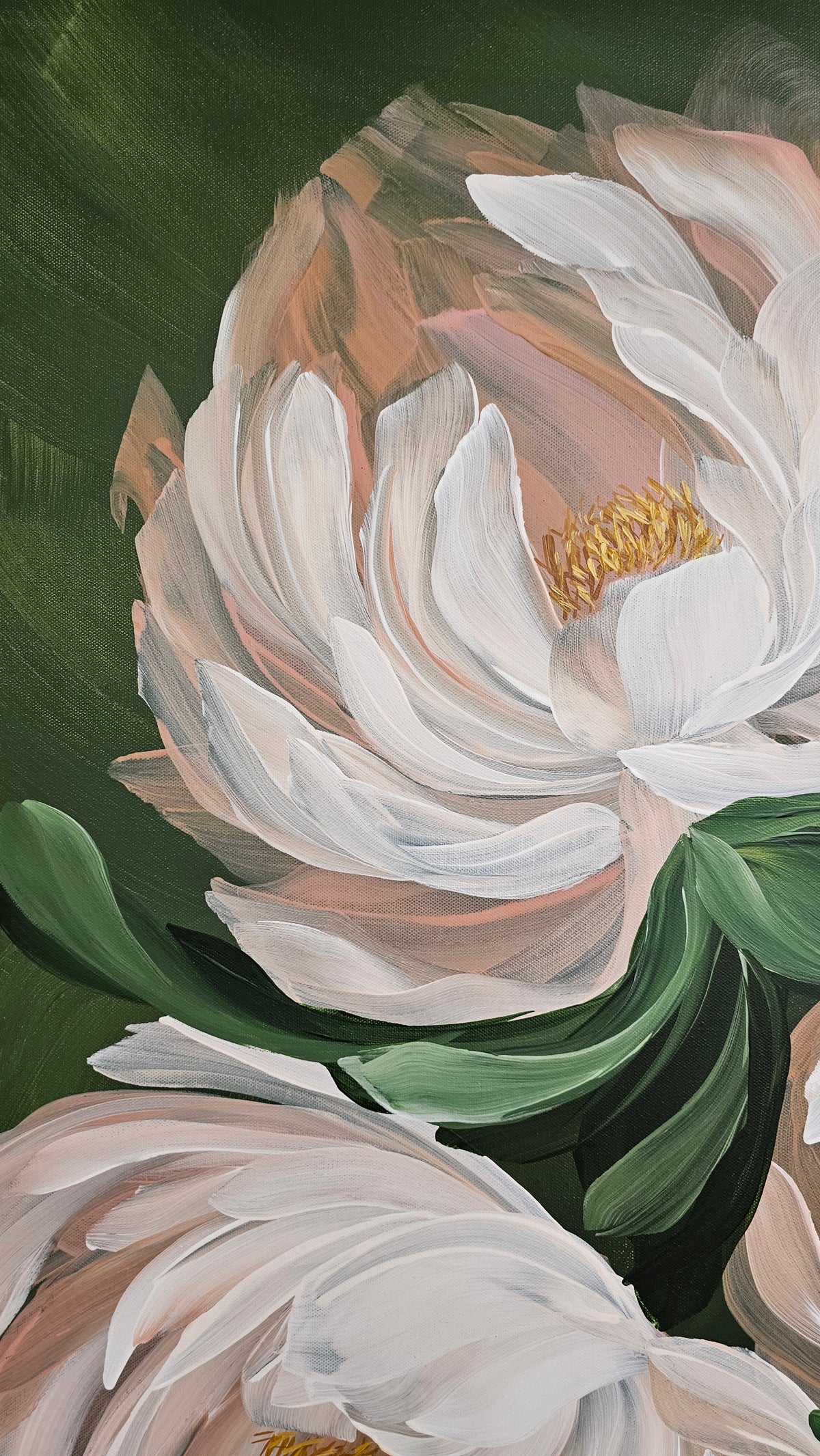 "New Chapter" 3_  24x36 Peony Flower _ Original Floral Painting – Zoe White Art