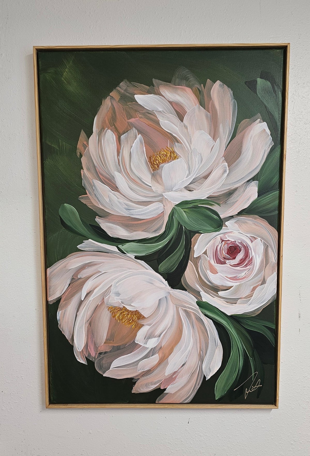 "New Chapter" 3_  24x36 Peony Flower _ Original Floral Painting – Zoe White Art