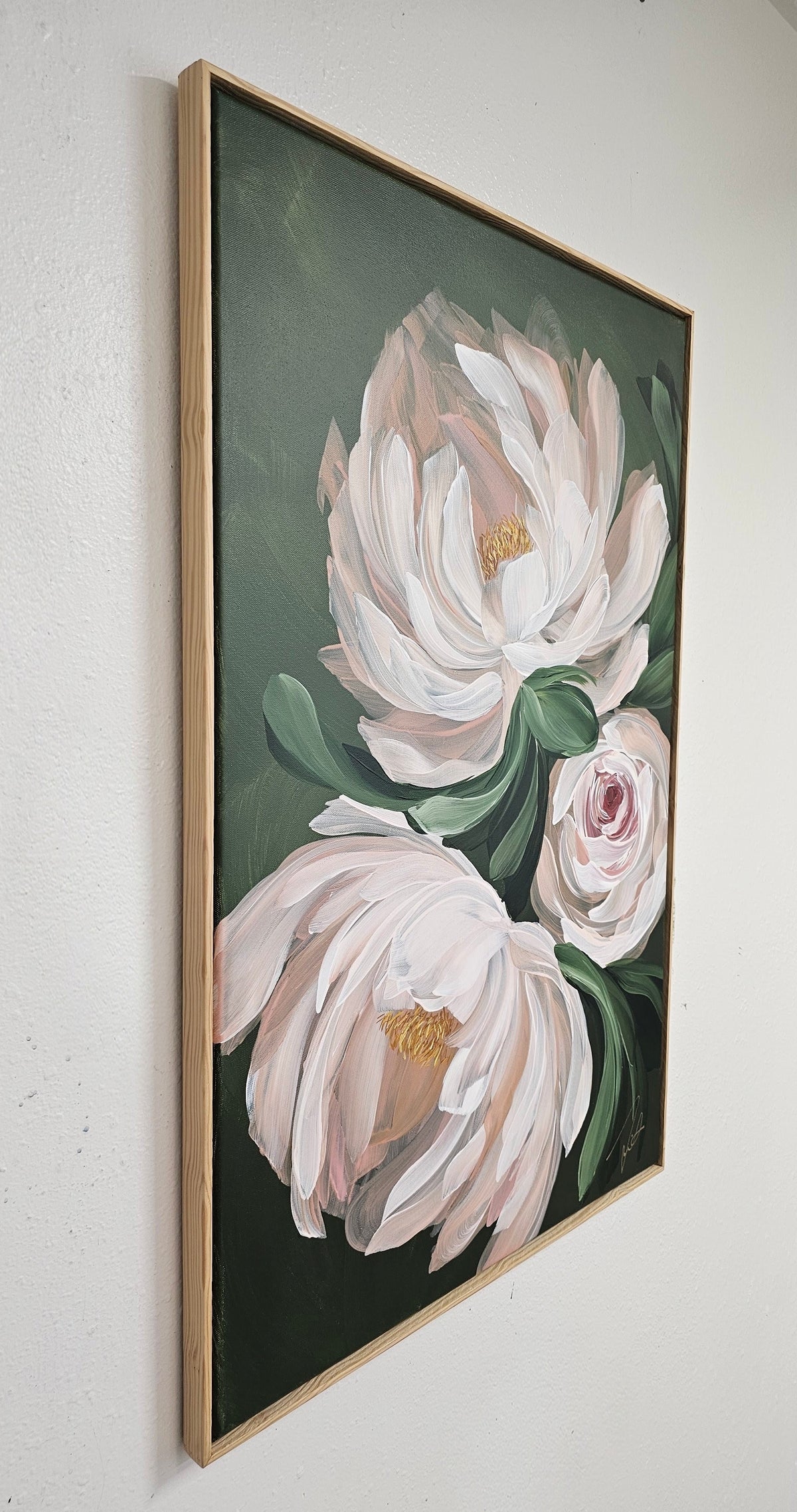 "New Chapter" 3_  24x36 Peony Flower _ Original Floral Painting – Zoe White Art