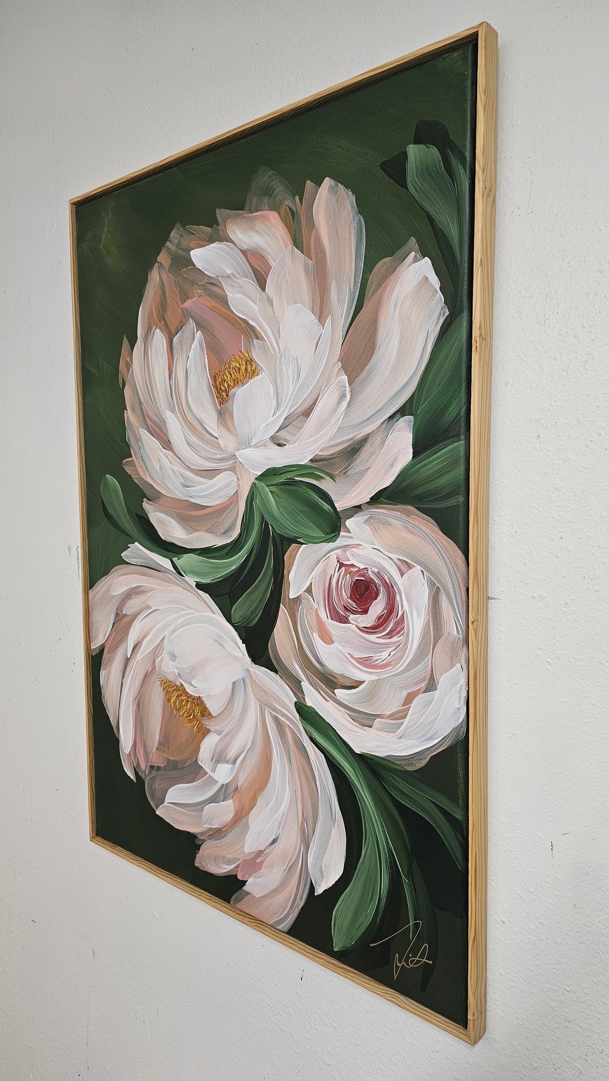 "New Chapter" 3_  24x36 Peony Flower _ Original Floral Painting – Zoe White Art