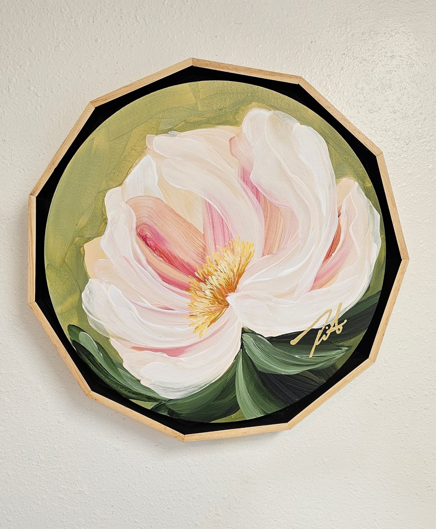 "New Chapter" Peony Flower Painting by Zoe White _ Acrylic on canvas