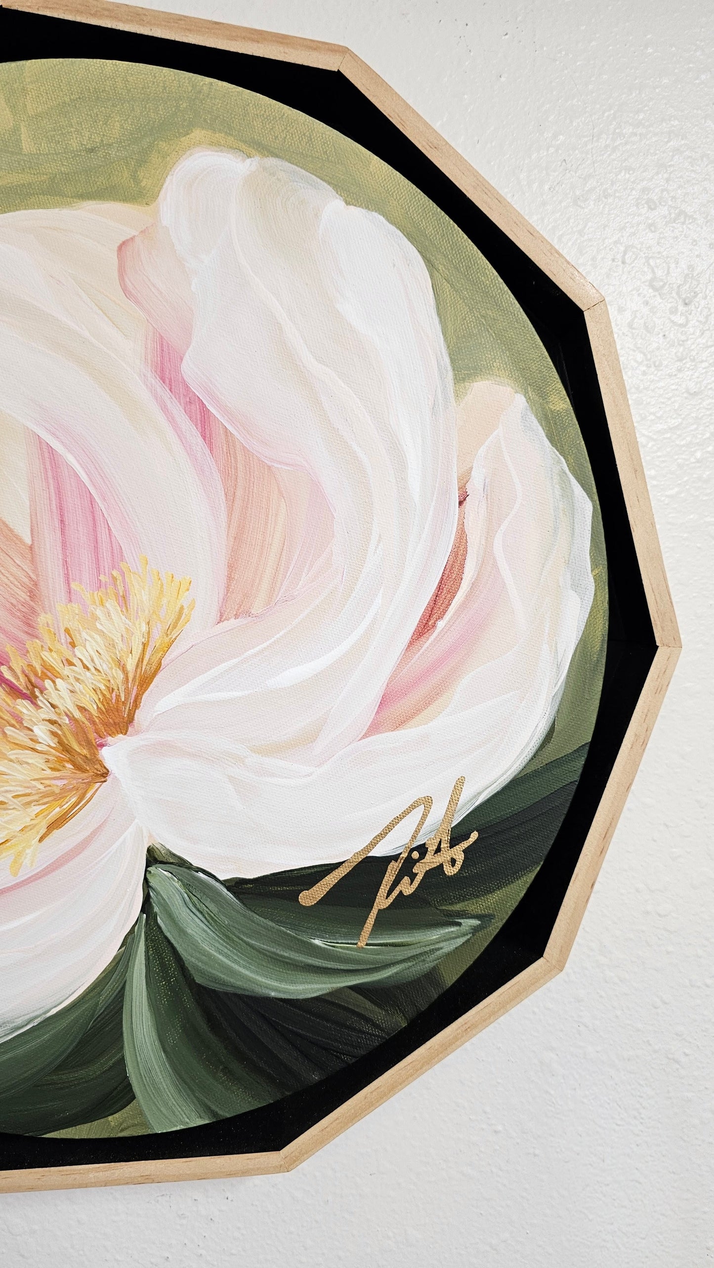"New Chapter" Peony Flower Painting by Zoe White _ Acrylic on canvas