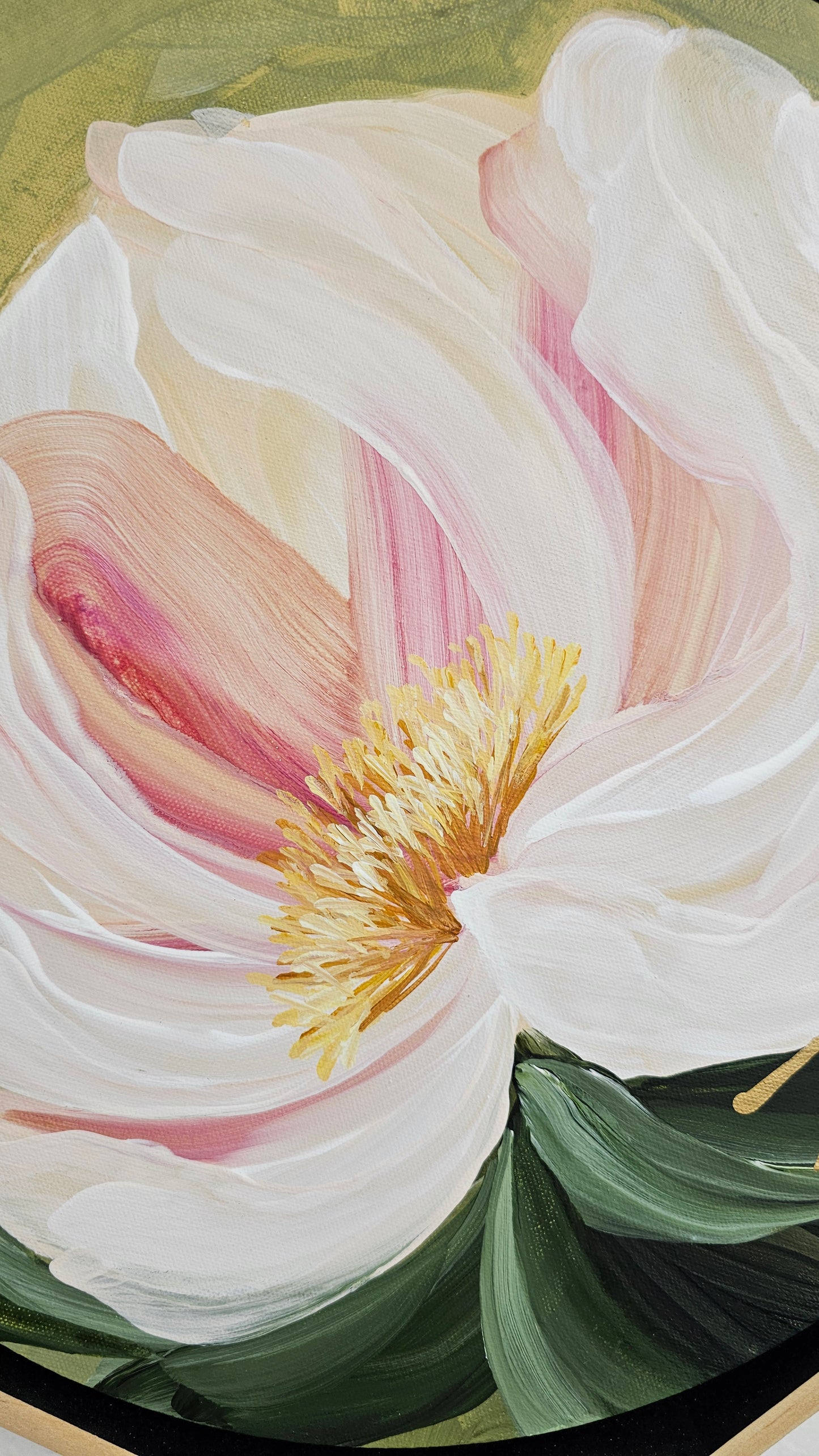 "New Chapter" Peony Flower Painting by Zoe White _ Acrylic on canvas