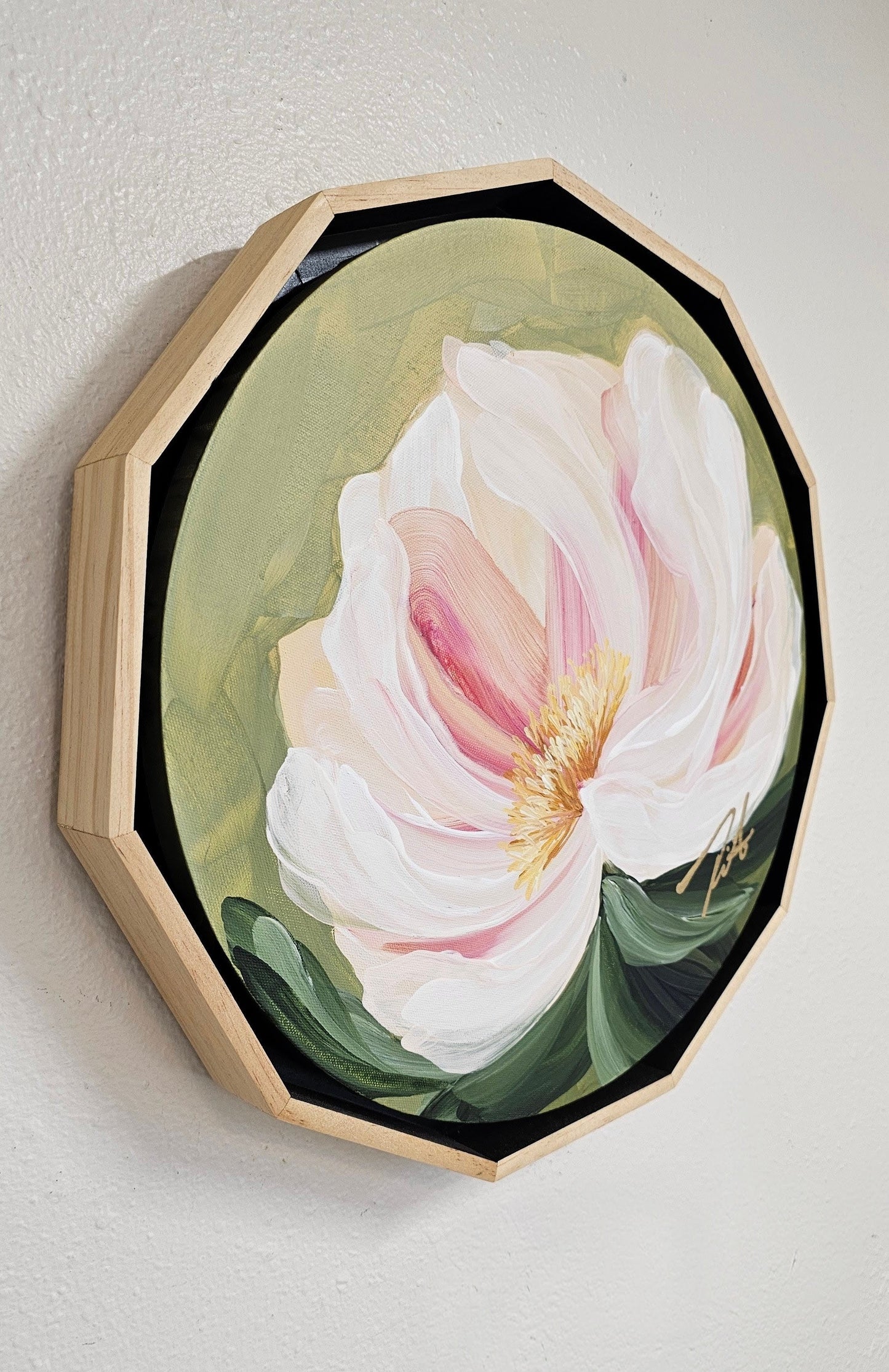 "New Chapter" Peony Flower Painting by Zoe White _ Acrylic on canvas
