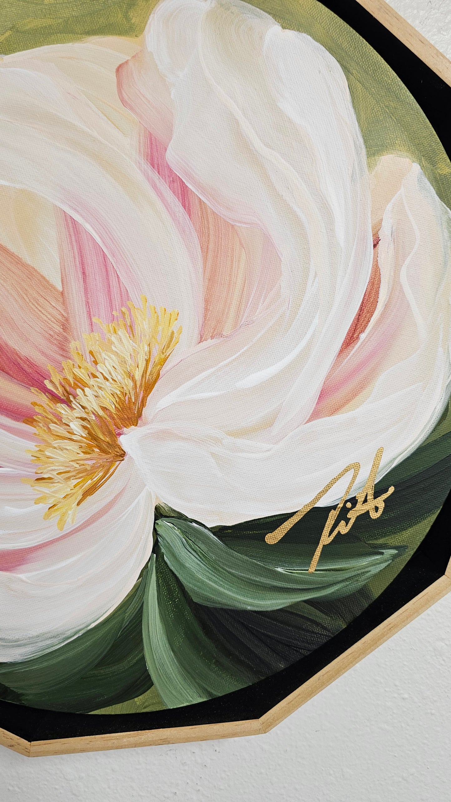 "New Chapter" Peony Flower Painting by Zoe White _ Acrylic on canvas