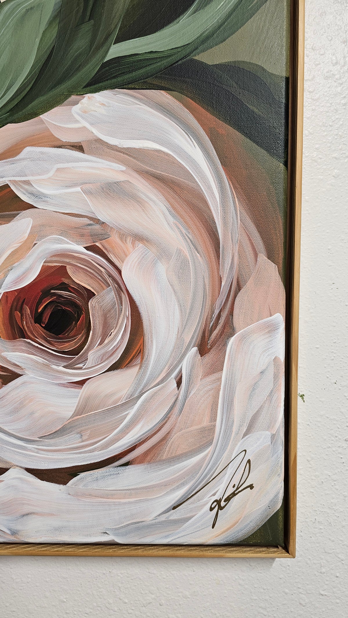 "Nurture"  Rose Flower Painting by Zoe White _ Acrylic on canvas