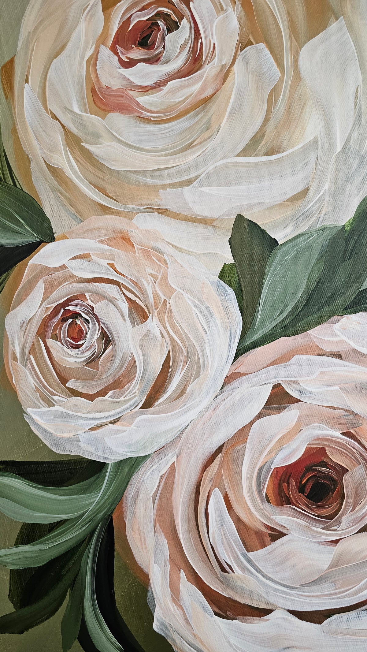 "Nurture"  Rose Flower Painting by Zoe White _ Acrylic on canvas