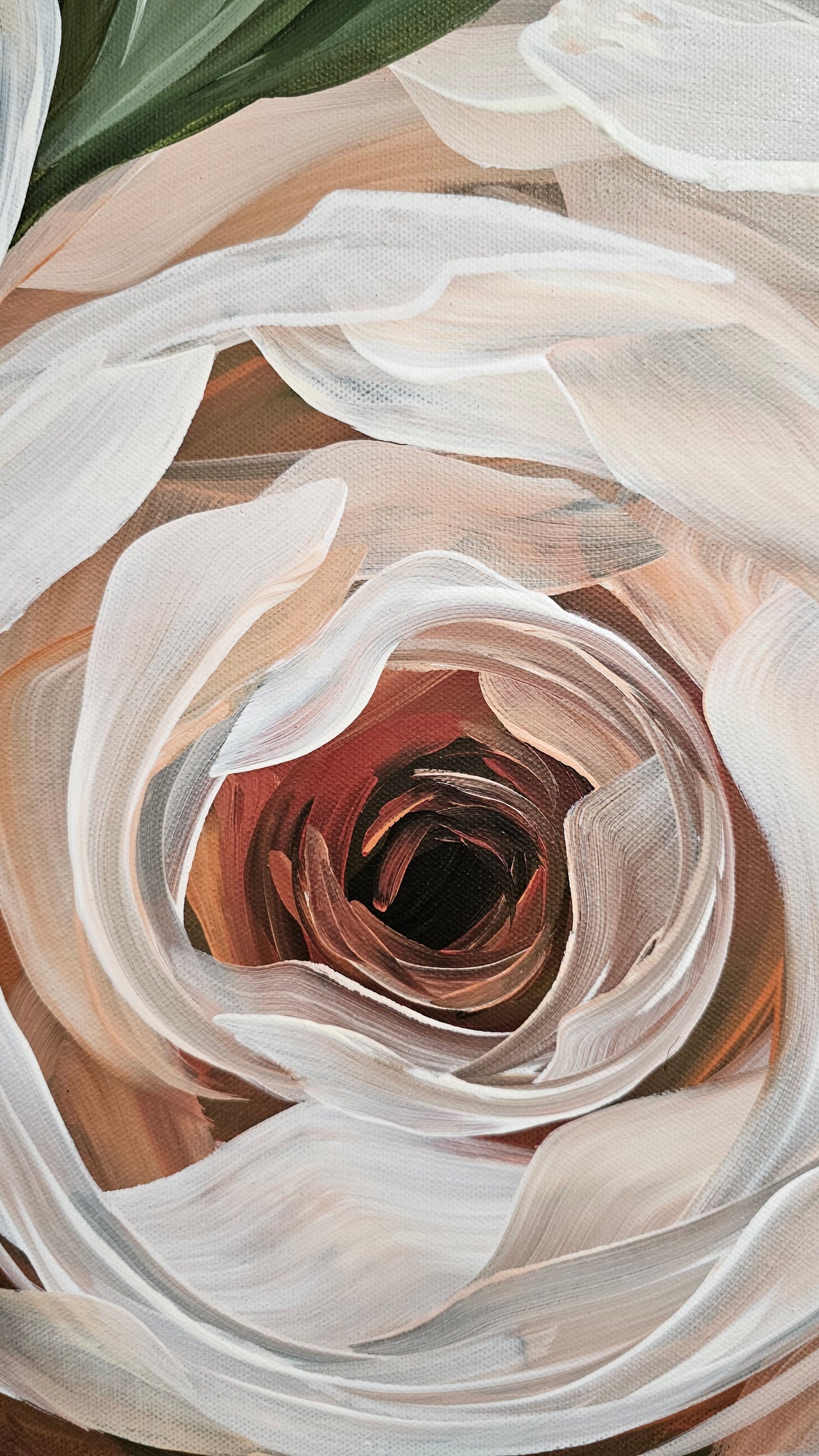 "Nurture"  Rose Flower Painting by Zoe White _ Acrylic on canvas