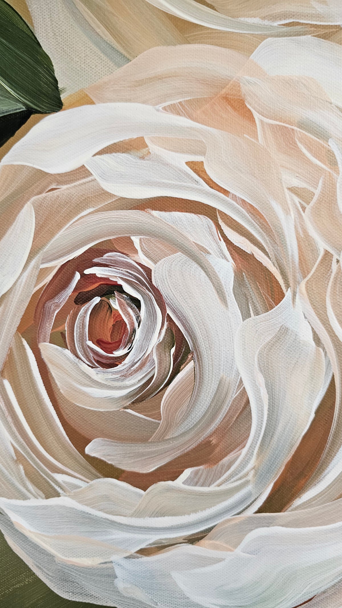 "Nurture"  Rose Flower Painting by Zoe White _ Acrylic on canvas