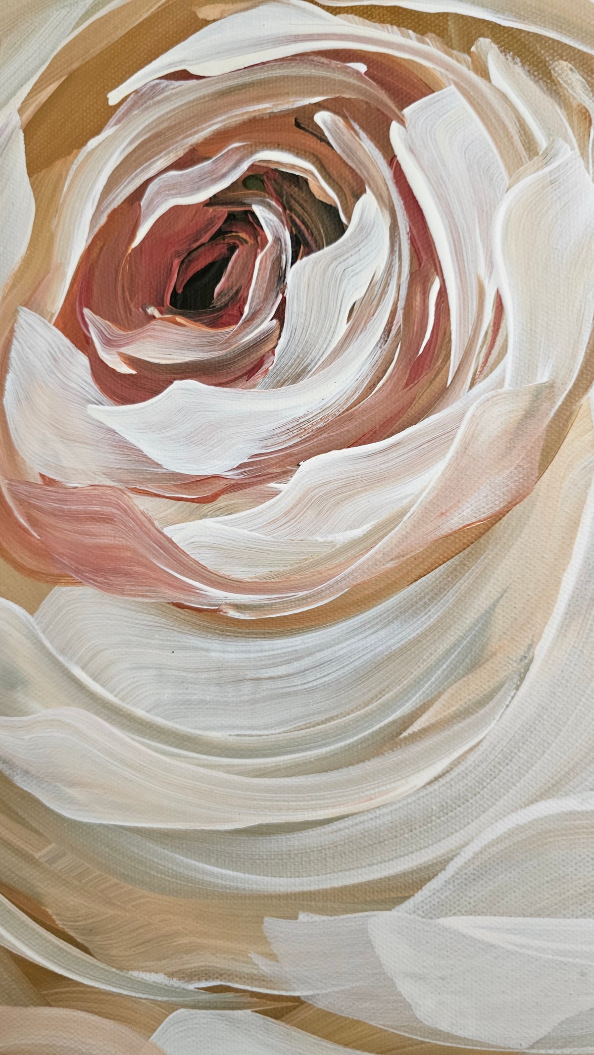"Nurture"  Rose Flower Painting by Zoe White _ Acrylic on canvas
