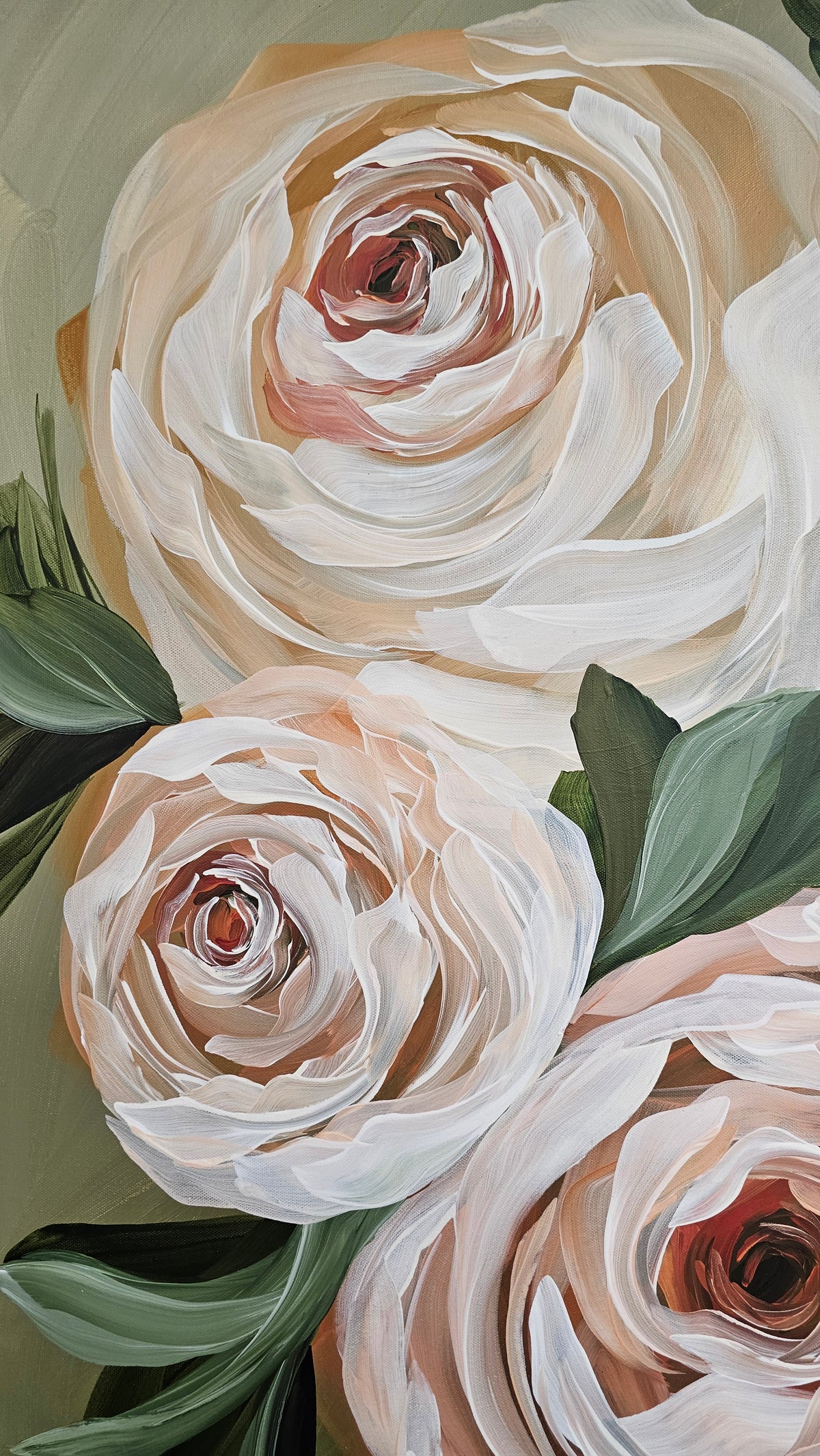 "Nurture"  Rose Flower Painting by Zoe White _ Acrylic on canvas