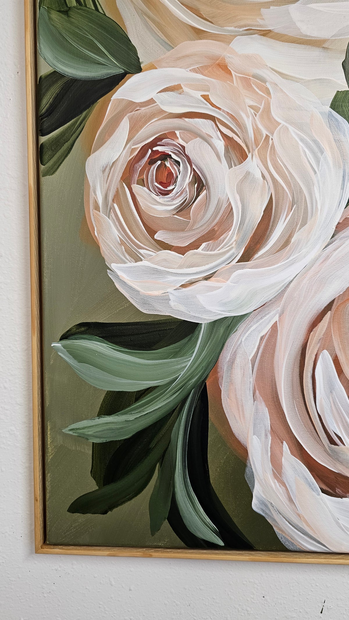 "Nurture"  Rose Flower Painting by Zoe White _ Acrylic on canvas