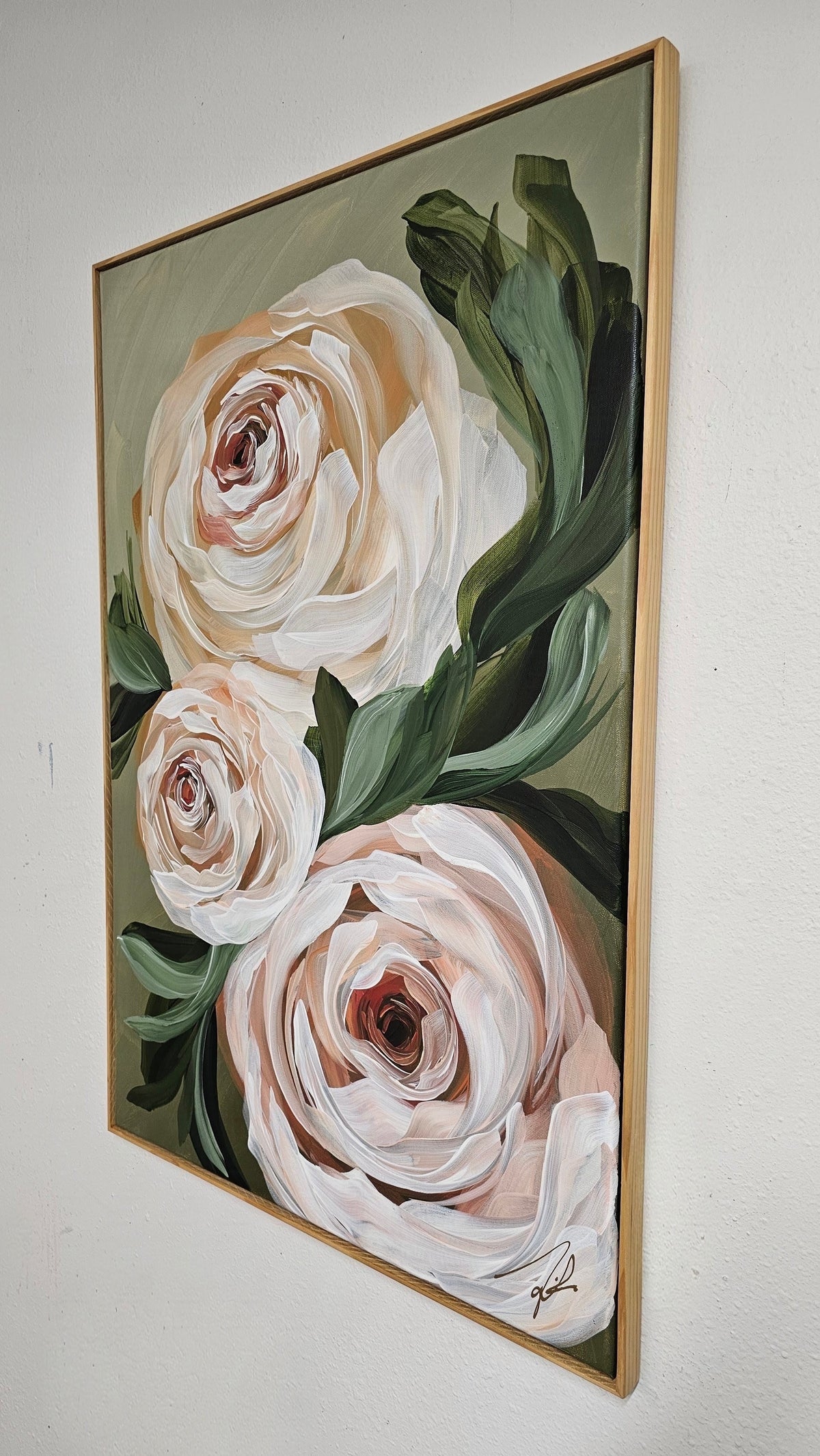 "Nurture"  Rose Flower Painting by Zoe White _ Acrylic on canvas