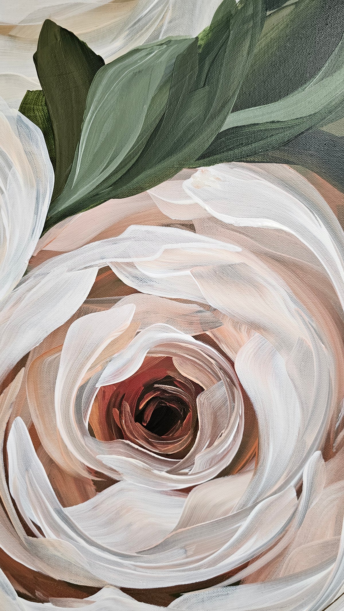 "Nurture"  Rose Flower Painting by Zoe White _ Acrylic on canvas
