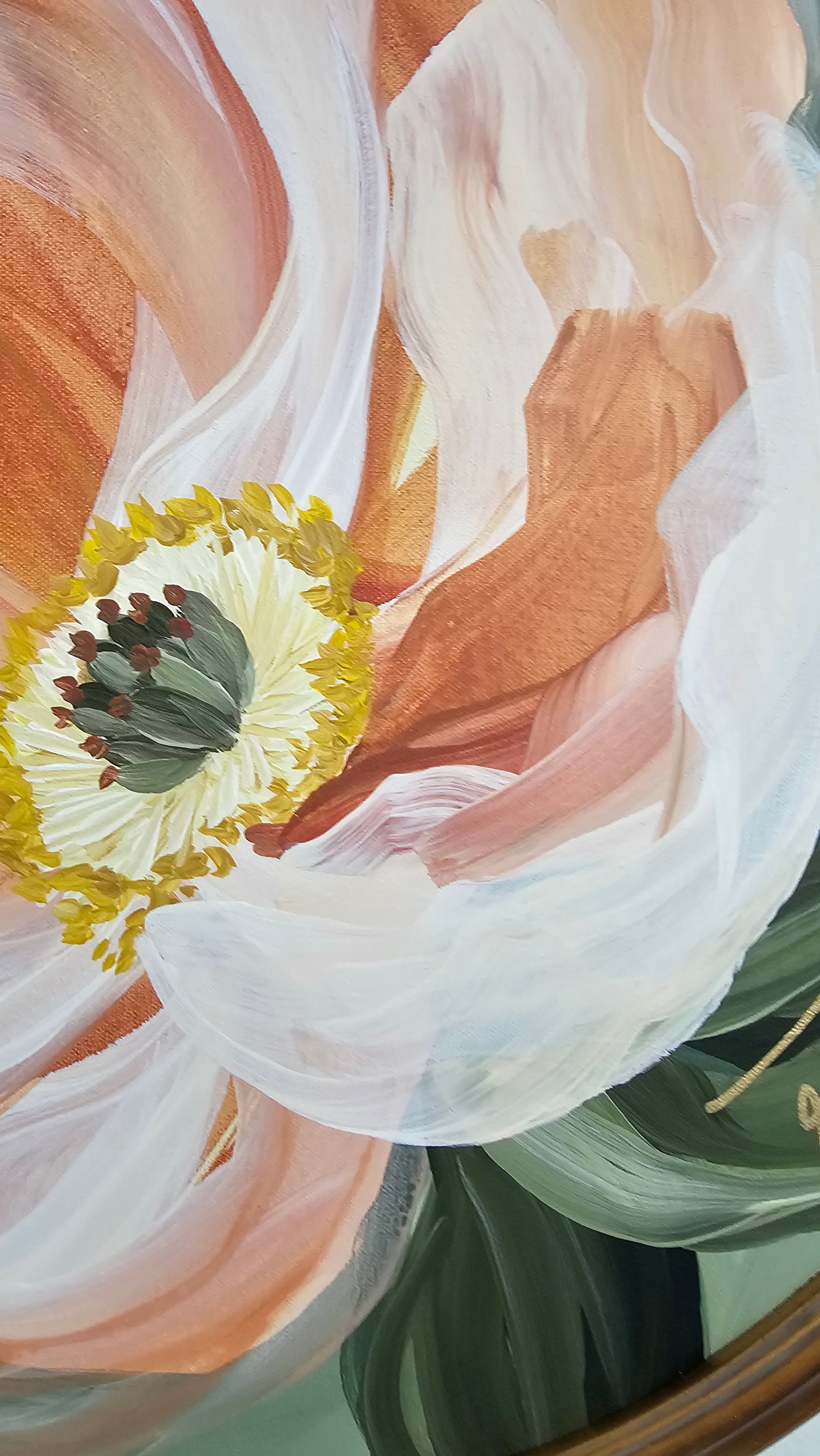 Passion 3 _ Peony Round Painting _ original acrylic painting_ Zoe White Art