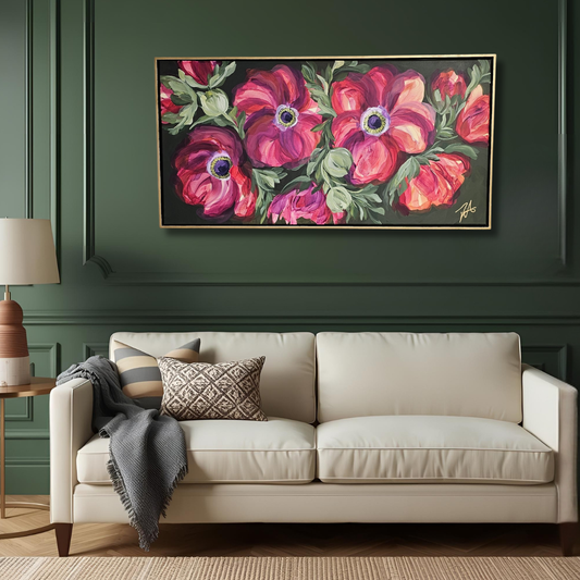 "Passion"  _ Anemone Flower Painting Passion _ Original Floral Painting – Zoe White Art
