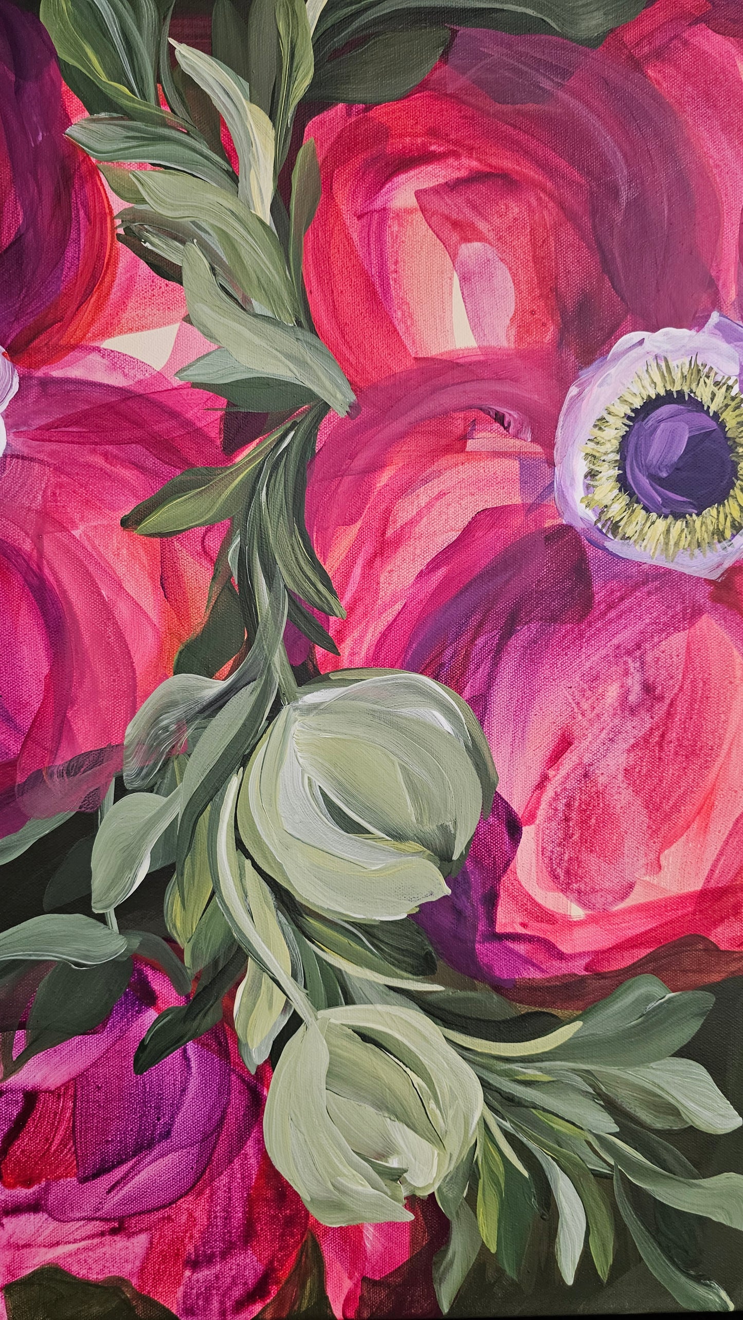 "Passion"  _ Anemone Flower Painting Passion _ Original Floral Painting – Zoe White Art