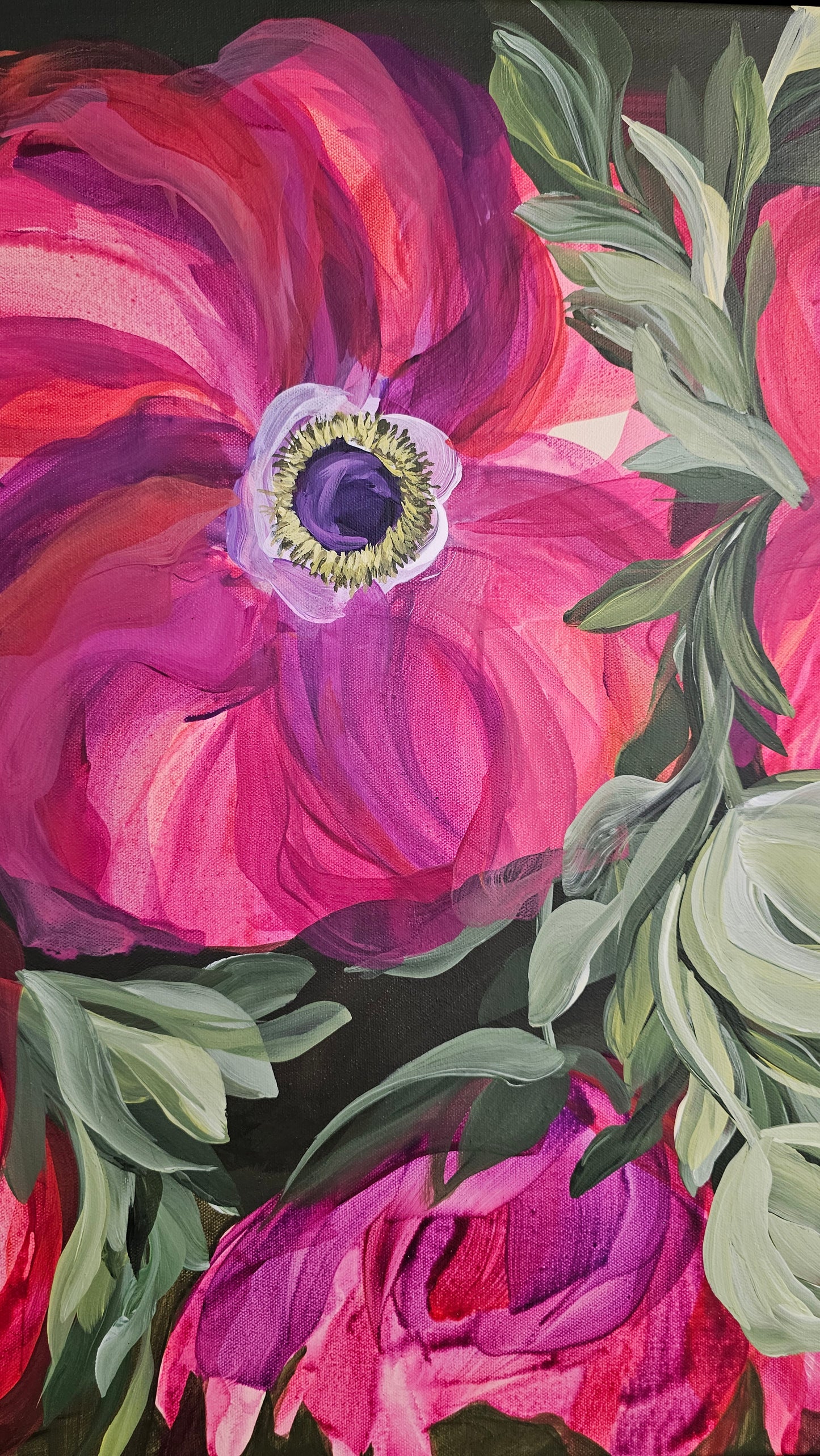 "Passion"  _ Anemone Flower Painting Passion _ Original Floral Painting – Zoe White Art