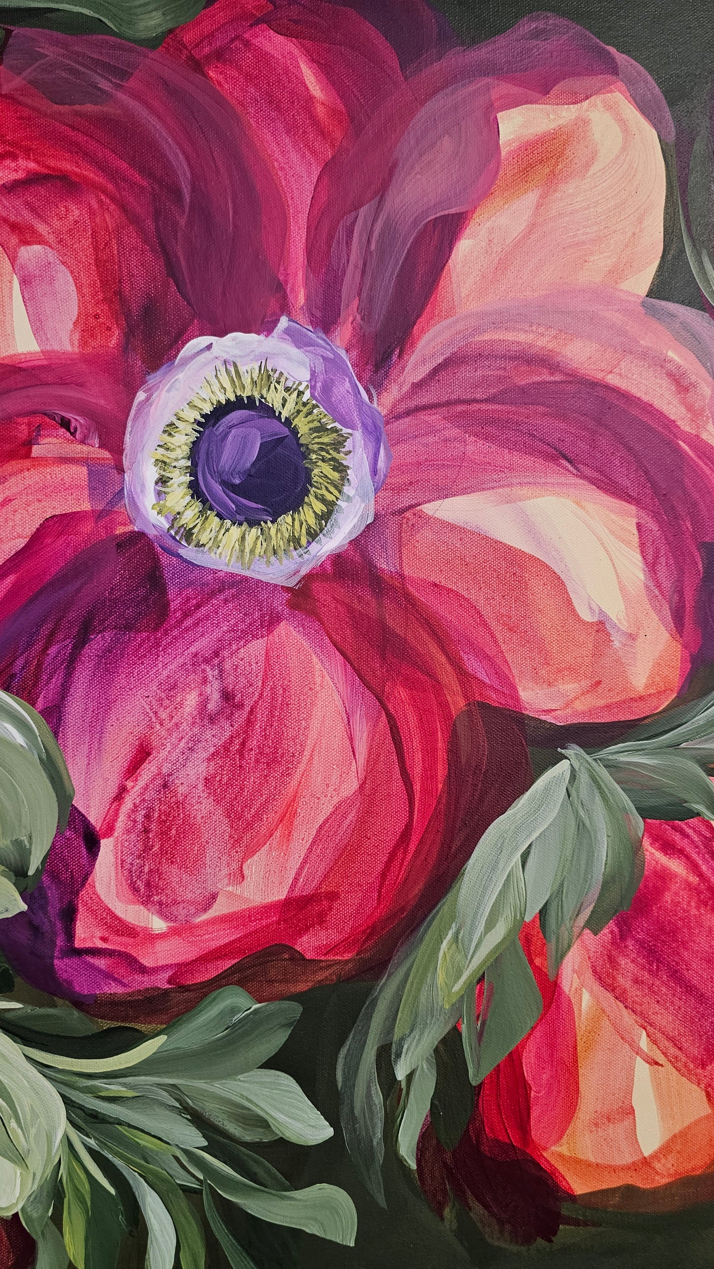 "Passion"  _ Anemone Flower Painting Passion _ Original Floral Painting – Zoe White Art