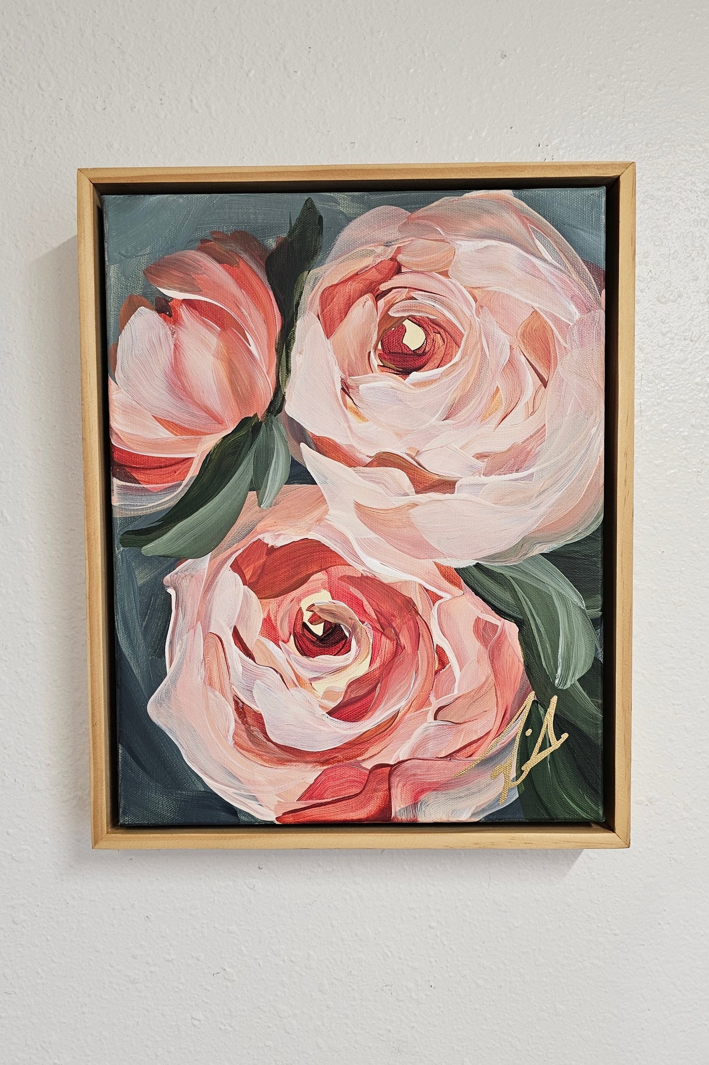 "Promise Rising"#1 Rose Flower Painting by Zoe White _ Acrylic on canvas