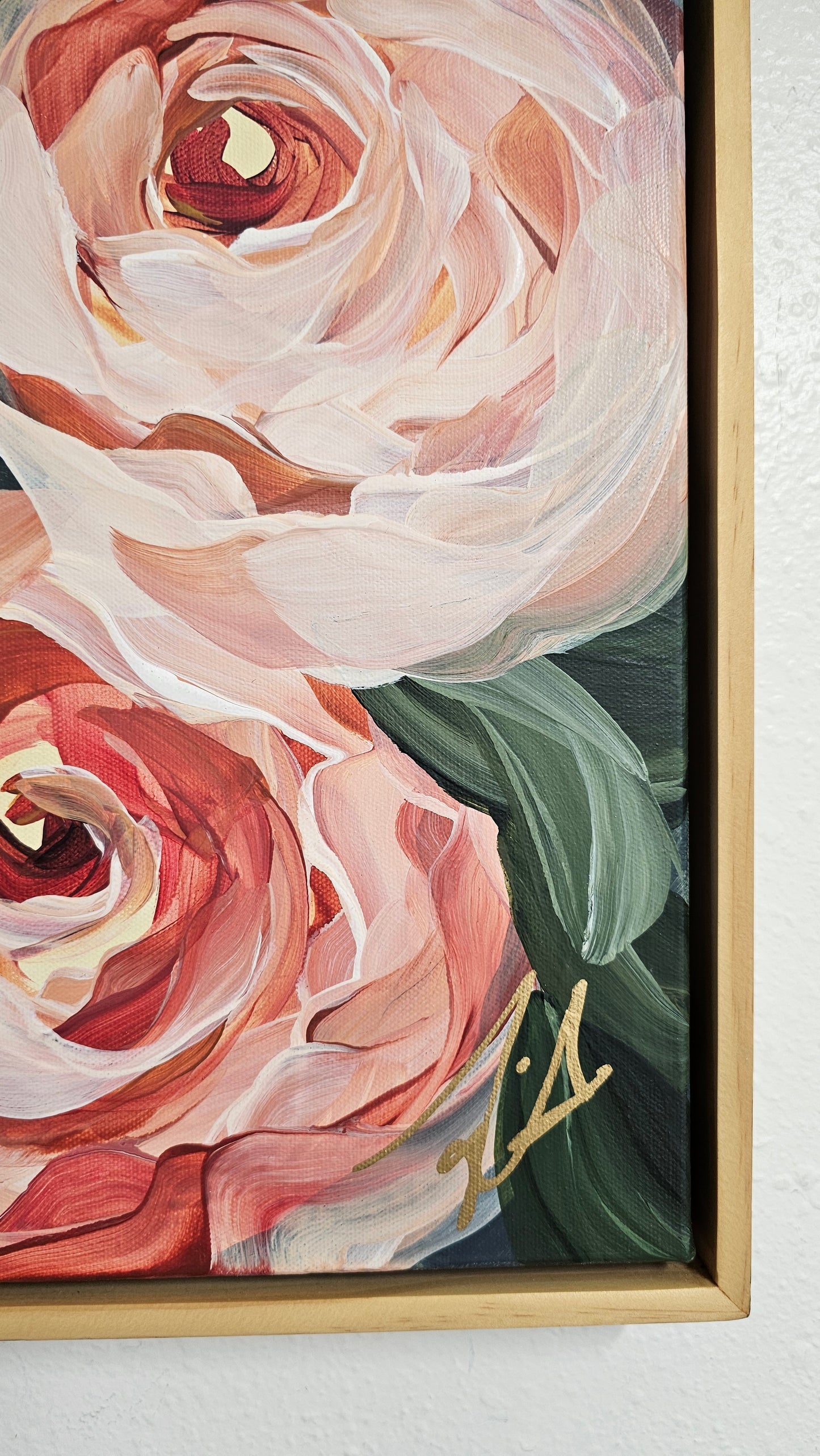 "Promise Rising"#1 Rose Flower Painting by Zoe White _ Acrylic on canvas