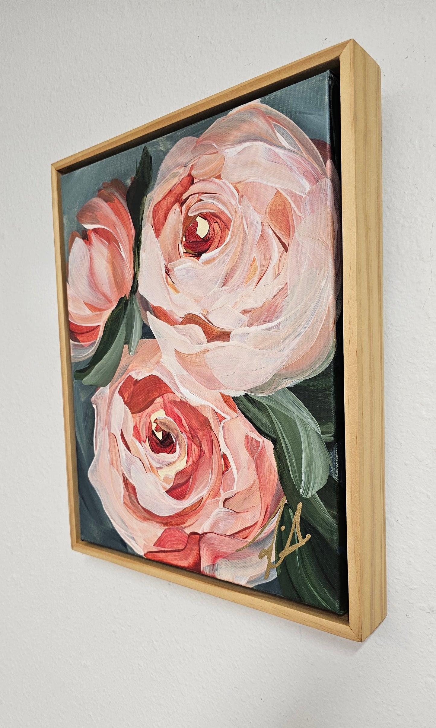 "Promise Rising"#1 Rose Flower Painting by Zoe White _ Acrylic on canvas