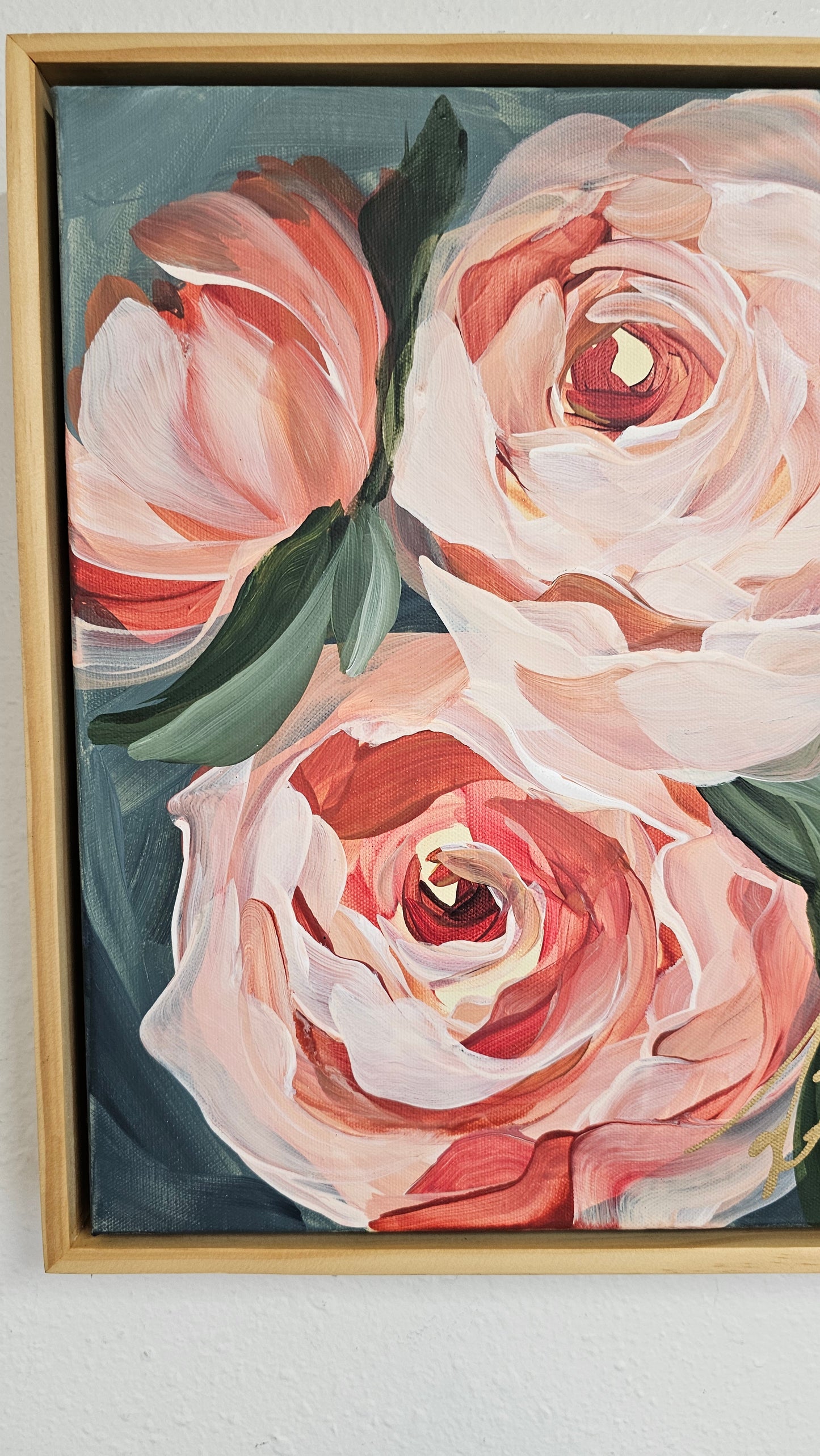 "Promise Rising"#1 Rose Flower Painting by Zoe White _ Acrylic on canvas