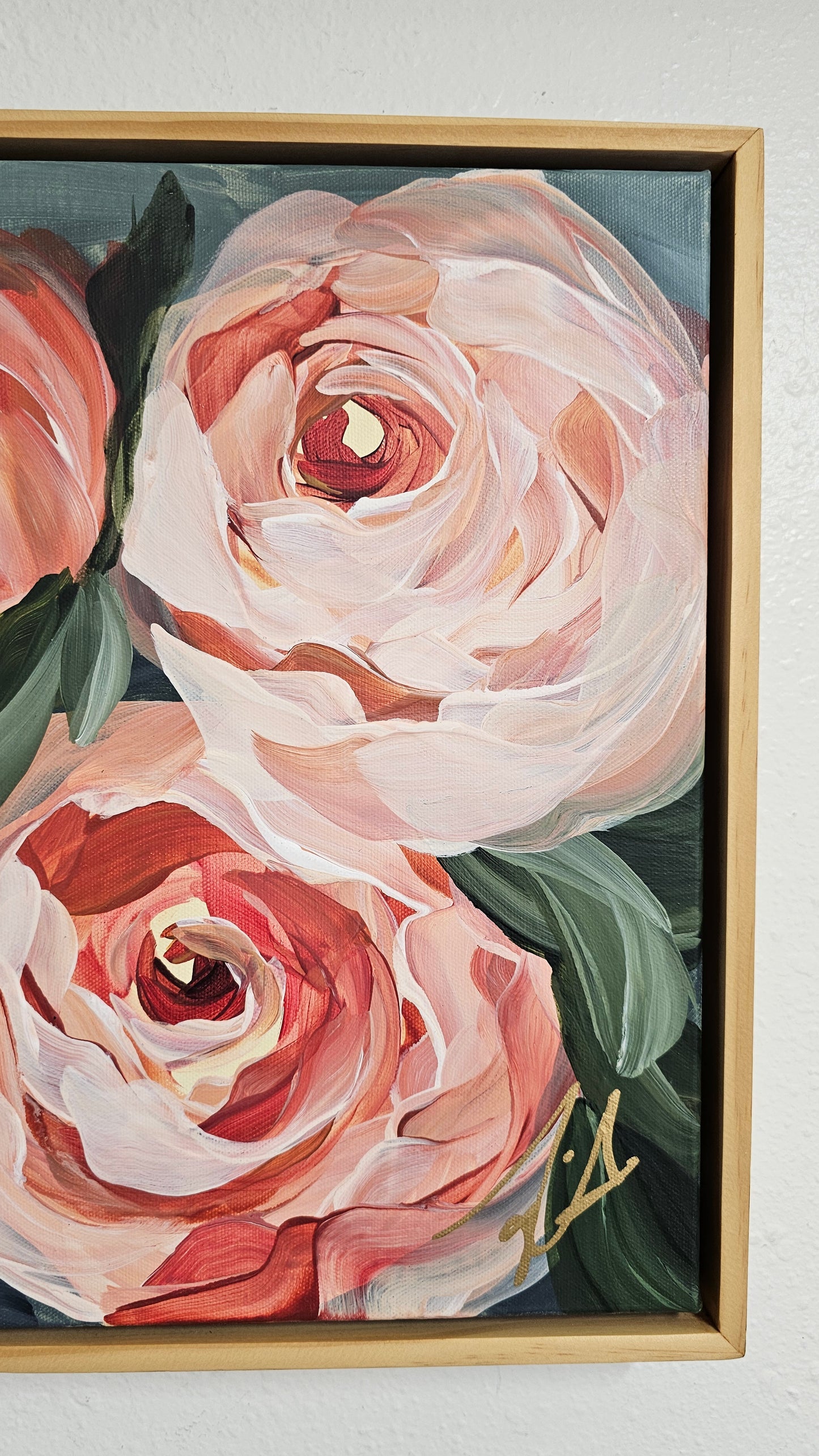 "Promise Rising"#1 Rose Flower Painting by Zoe White _ Acrylic on canvas