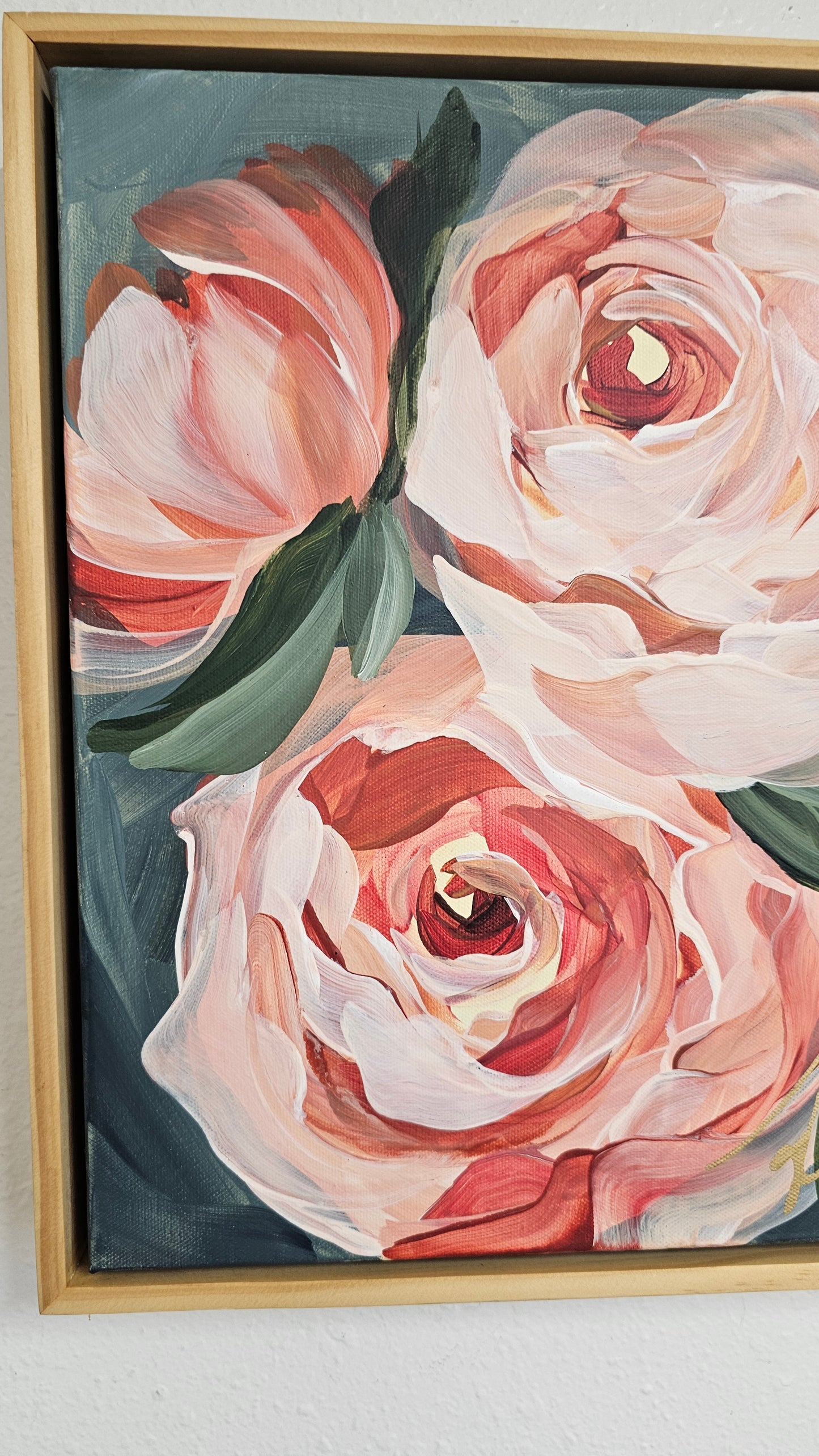 "Promise Rising"#1 Rose Flower Painting by Zoe White _ Acrylic on canvas