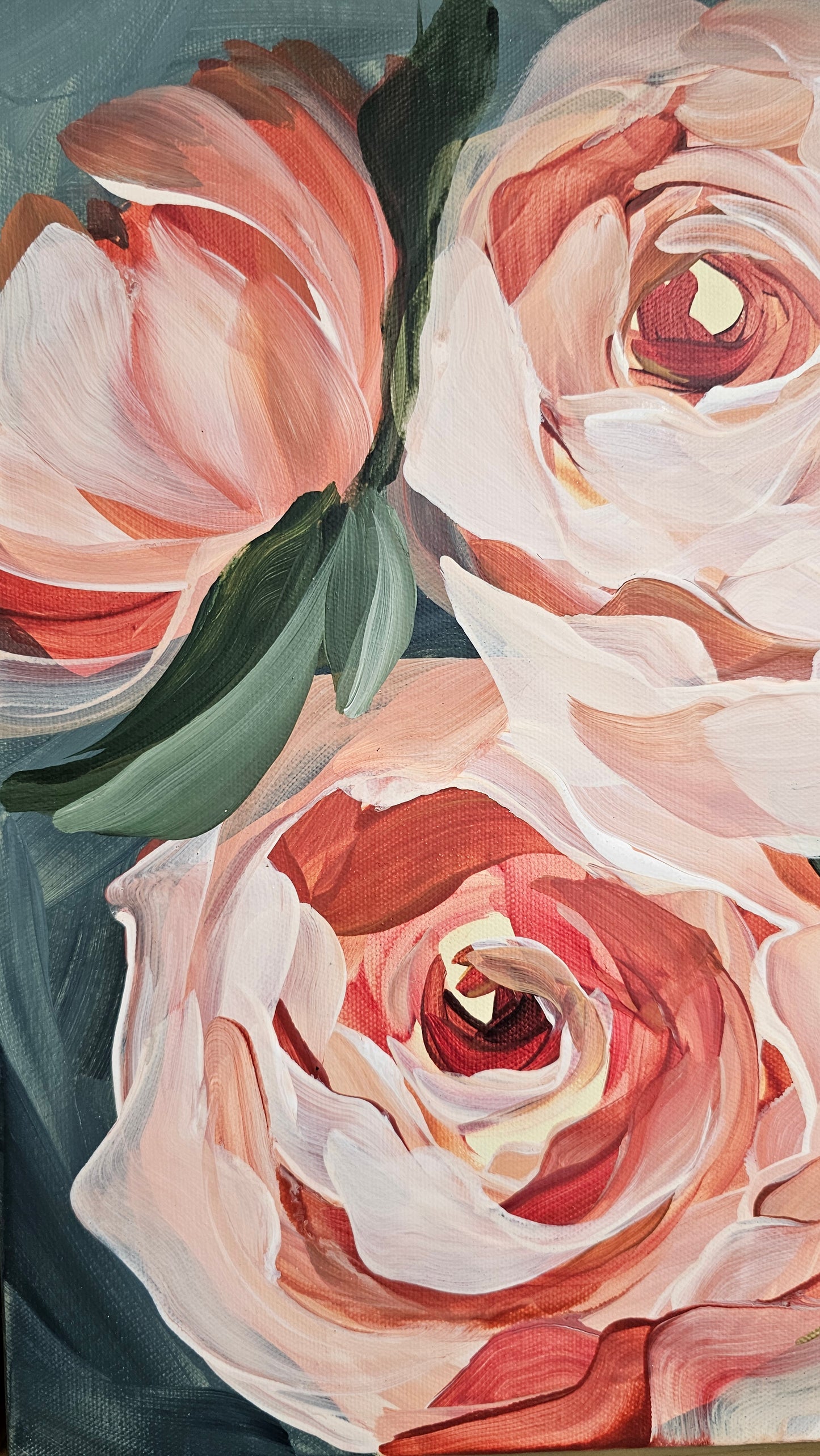 "Promise Rising"#1 Rose Flower Painting by Zoe White _ Acrylic on canvas