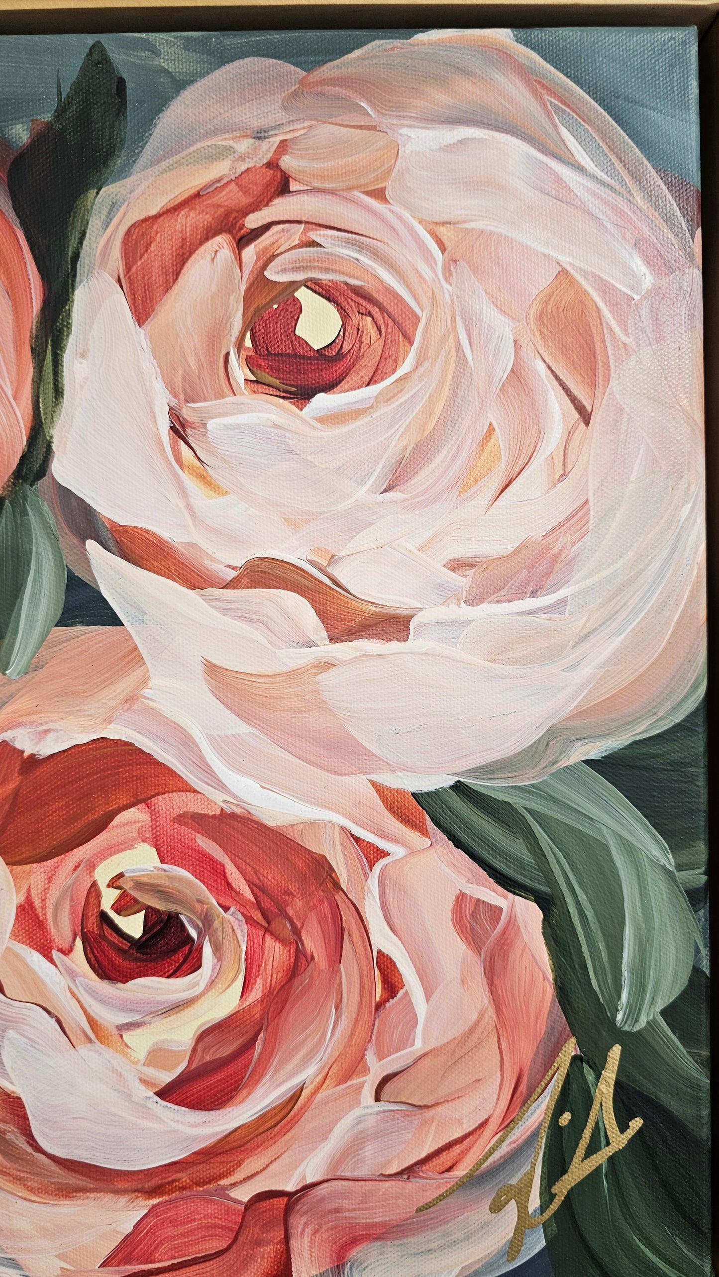 "Promise Rising"#1 Rose Flower Painting by Zoe White _ Acrylic on canvas