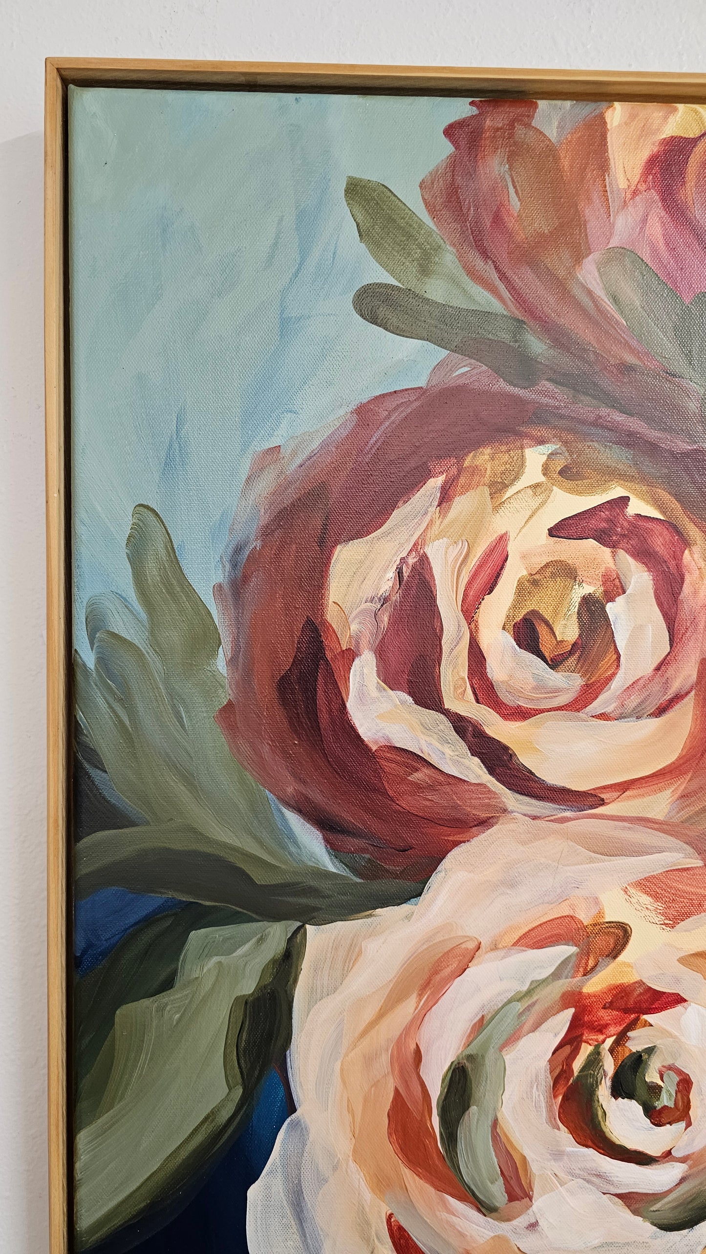 Rosy Buds _  Rose Flower Painting by Zoe White _ Acrylic on canvas