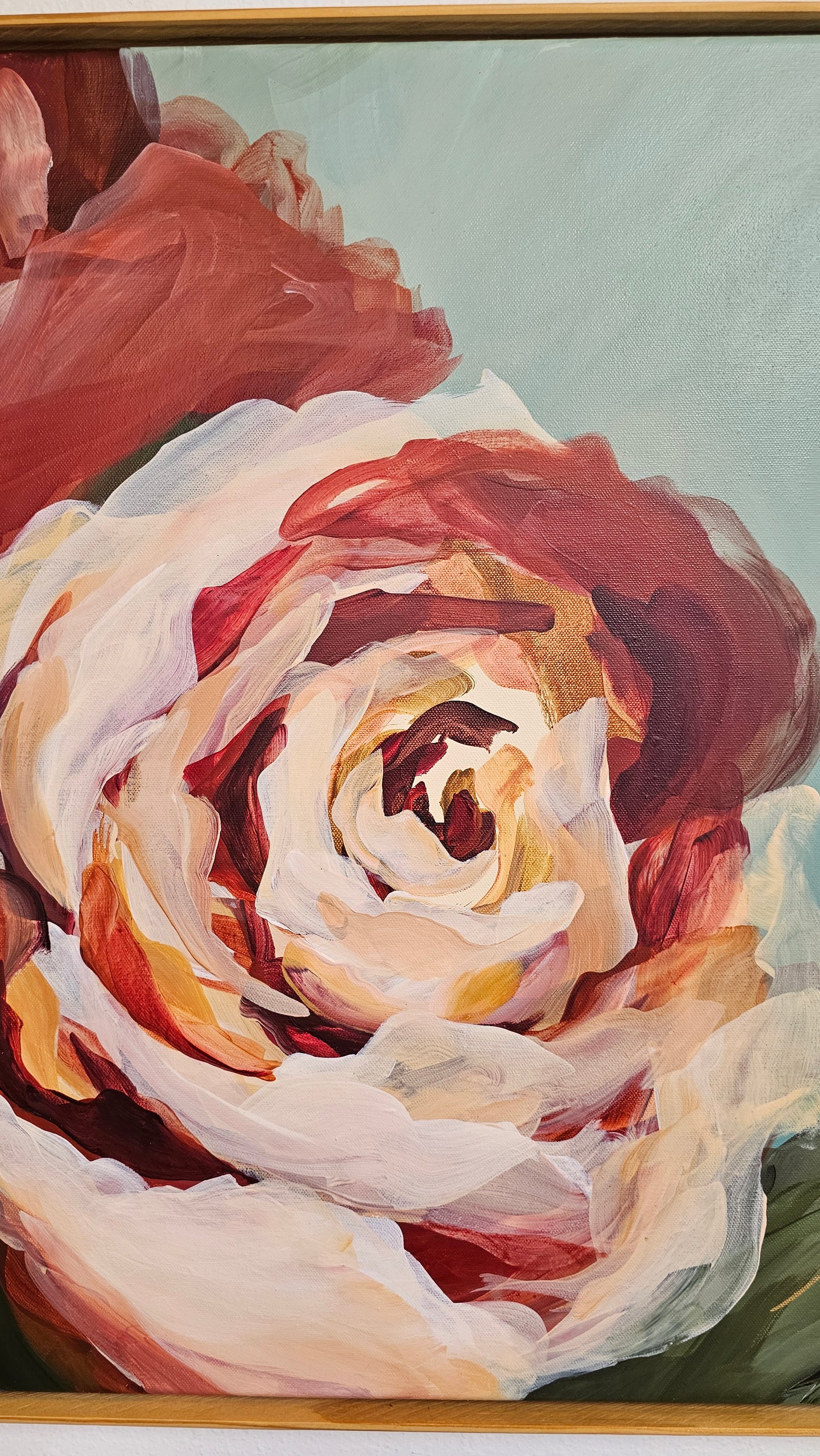 Rosy Buds _  Rose Flower Painting by Zoe White _ Acrylic on canvas