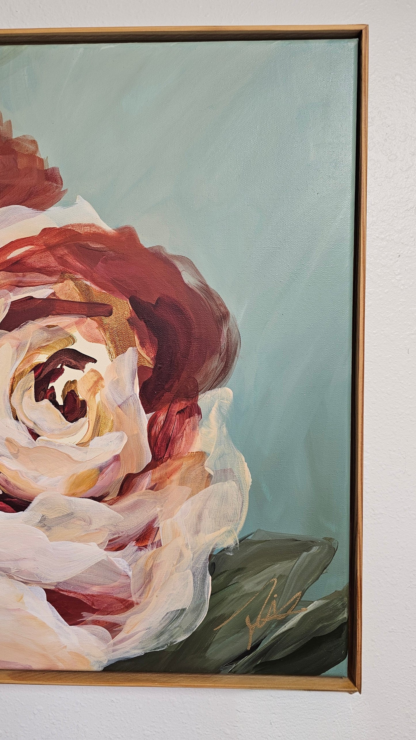 Rosy Buds _  Rose Flower Painting by Zoe White _ Acrylic on canvas