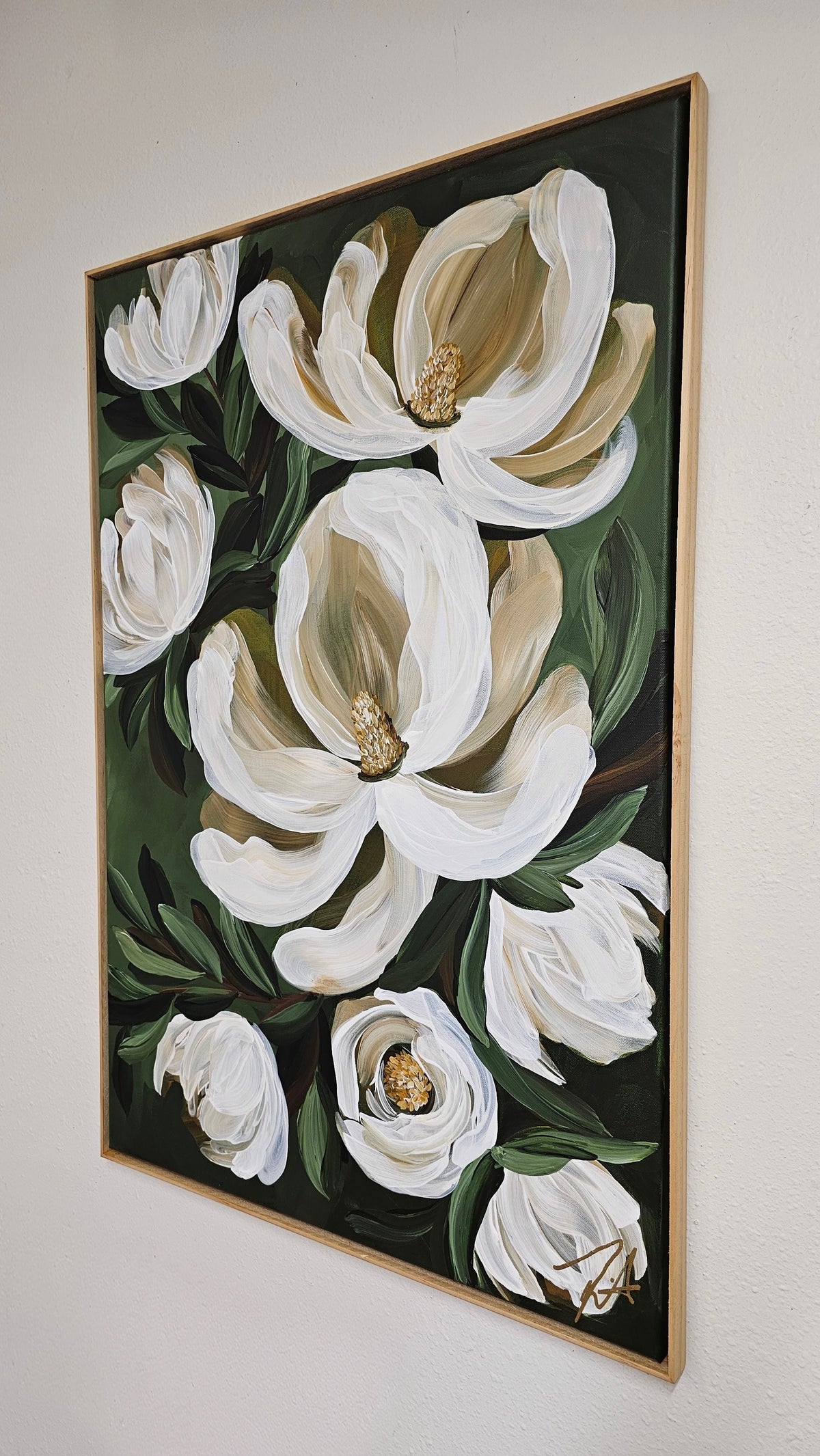 "Strong & Beautiful" #2  _Magnolia Flower Painting by Zoe White _ Acrylic on canvas