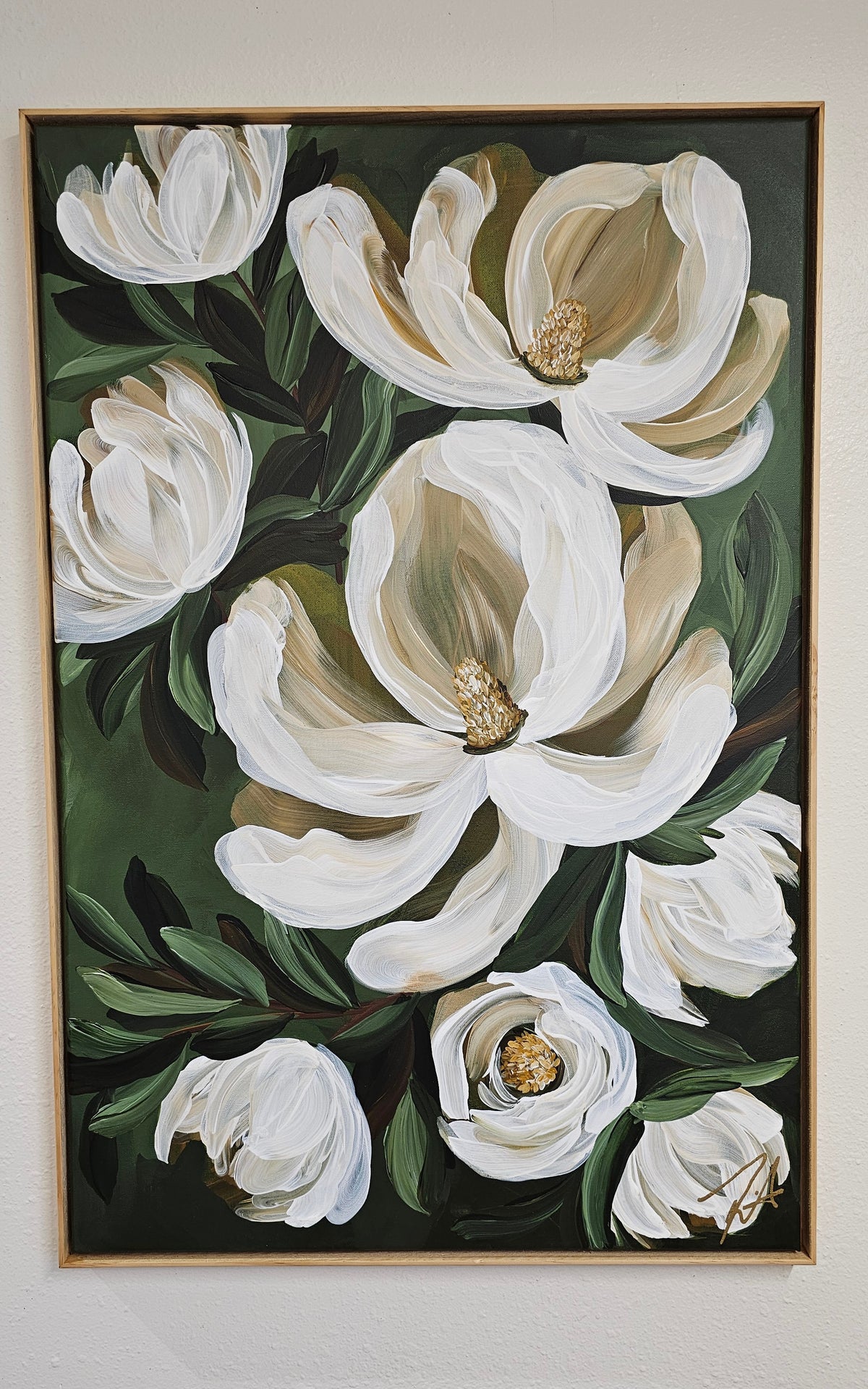 "Strong & Beautiful" #2  _Magnolia Flower Painting by Zoe White _ Acrylic on canvas